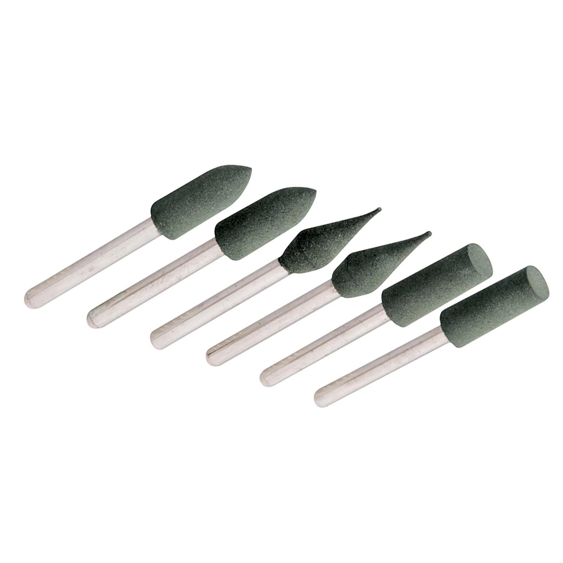 6Pc Pointed Rubber Polishing Rotary Tool Set + Mandrels 6mm Dremel Finishing