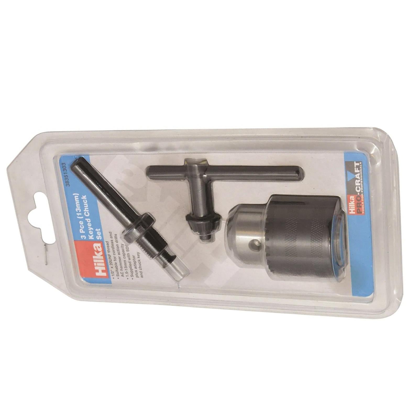 13mm 1/2" UNF Drill Chuck with SDS Shaft Adaptor and Chuck Key by Hilka