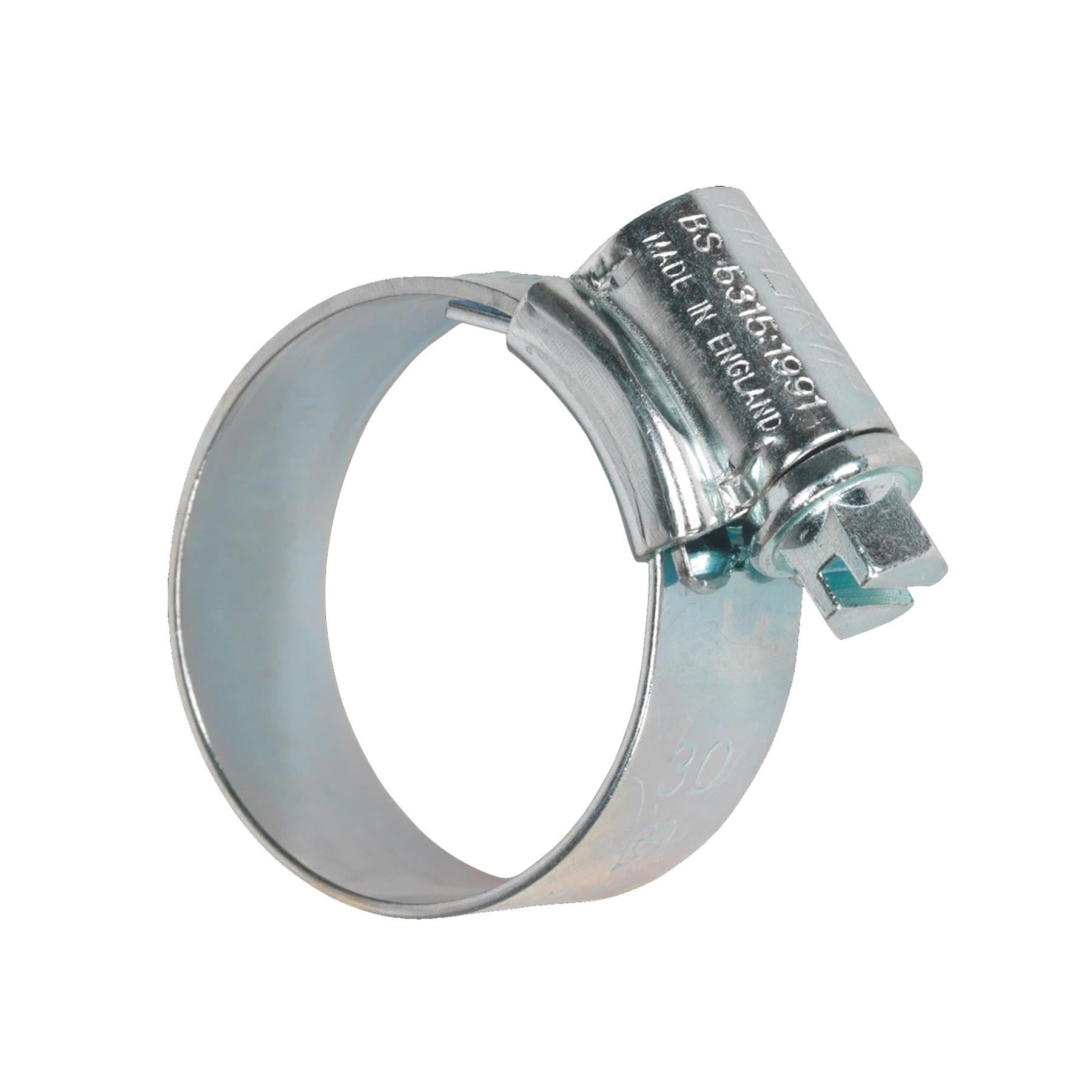 Sealey Hi-Grip Hose Clips Zinc Plated Ø22-30mm Pipe Clamps Worm Drive HCJ1A
