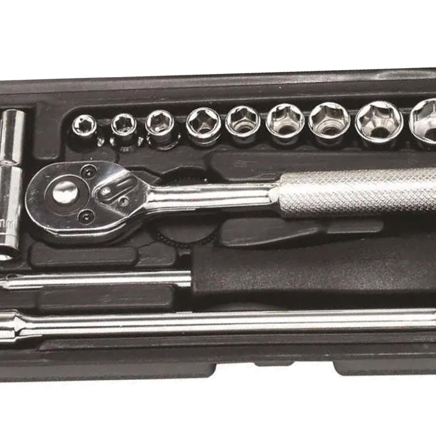 1/4" Drive Socket Set Metric 22 PC Kit Ratchet Deep Sockets Extensions - HILKA
