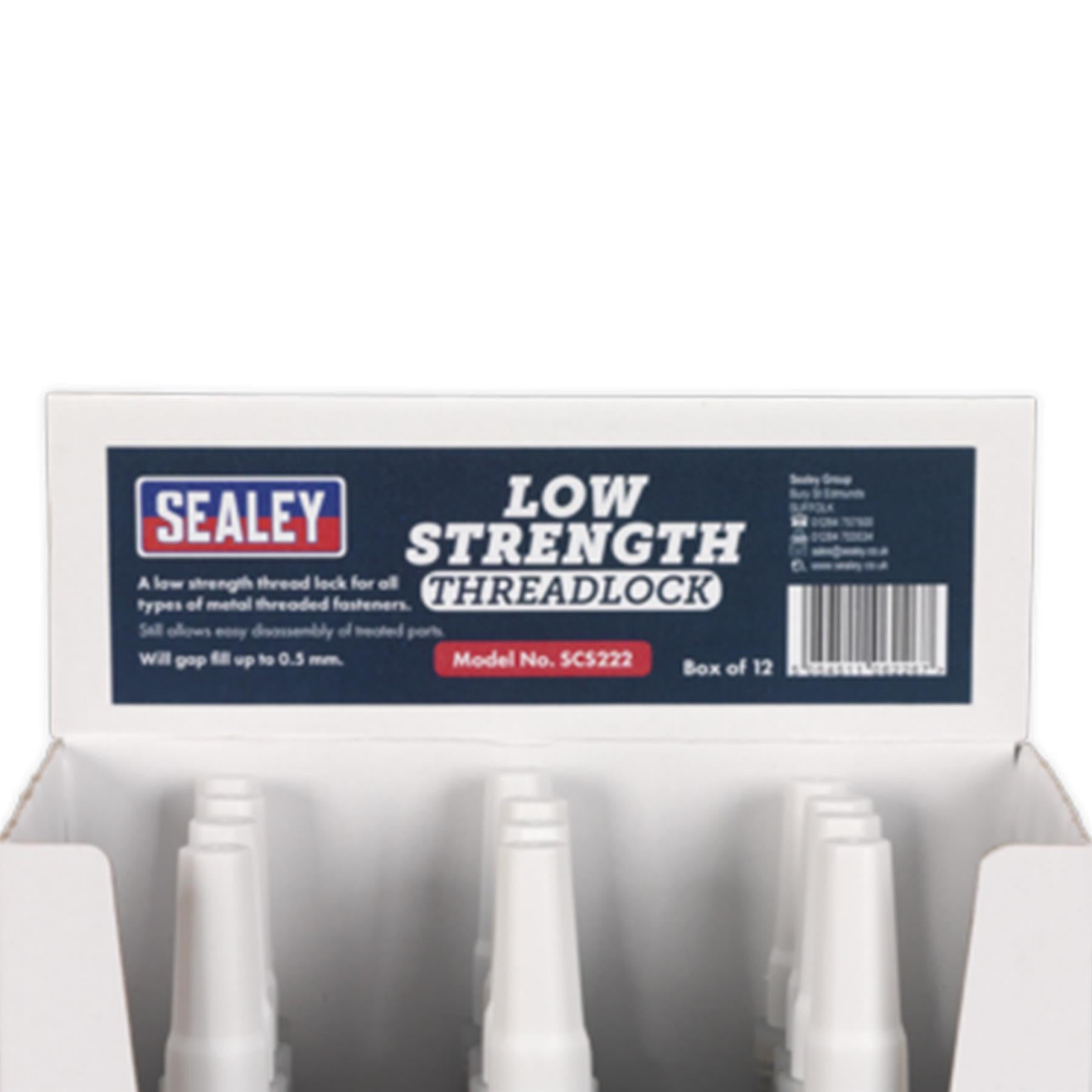 Sealey Thread Lock Low Strength 50ml Pack of 12