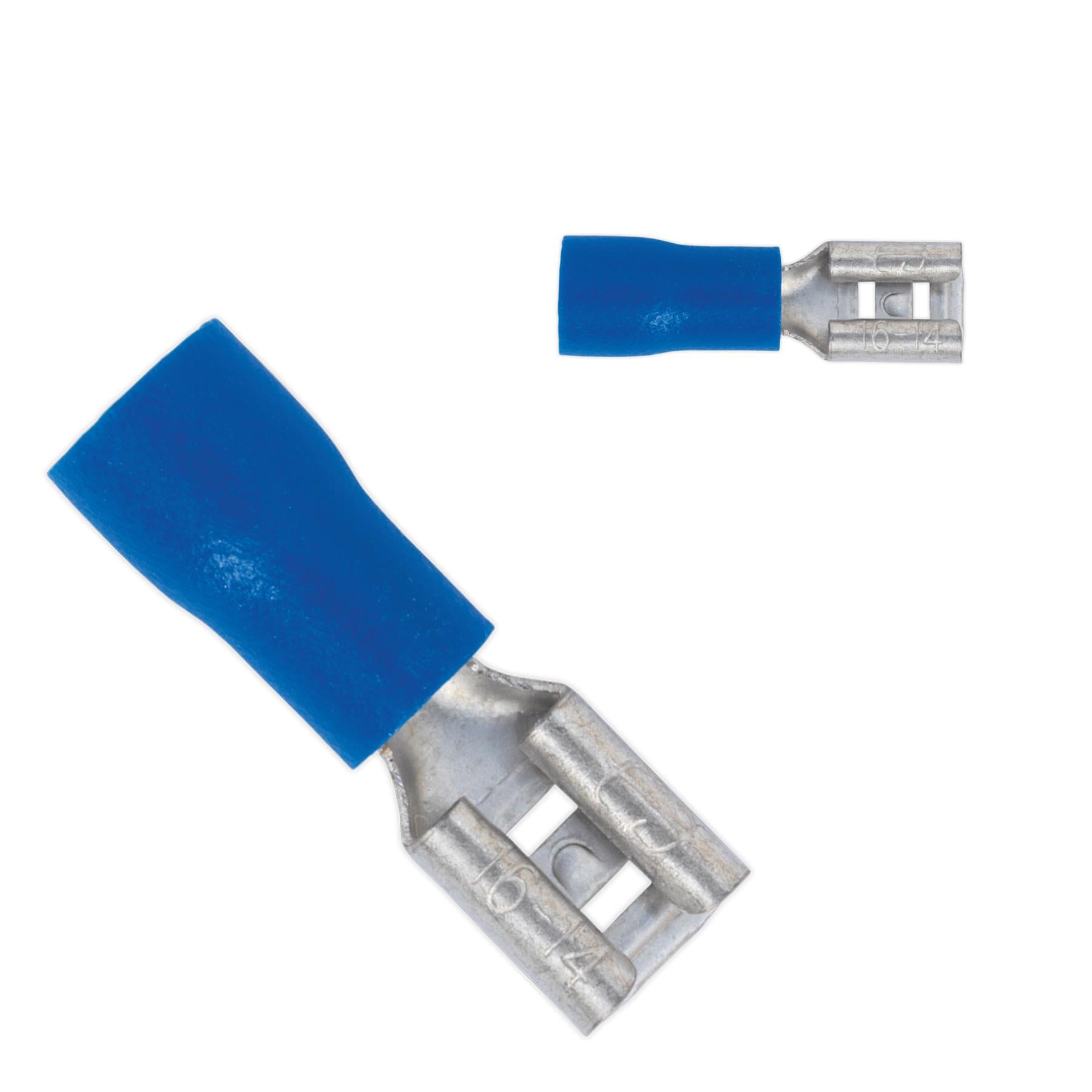 Sealey Push-On Terminal 4.8mm Female Blue Pack of 100
