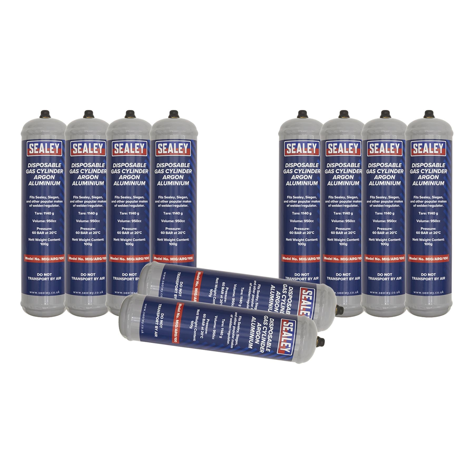 Sealey Gas Cylinder Disposable Argon 100g - Box of 12