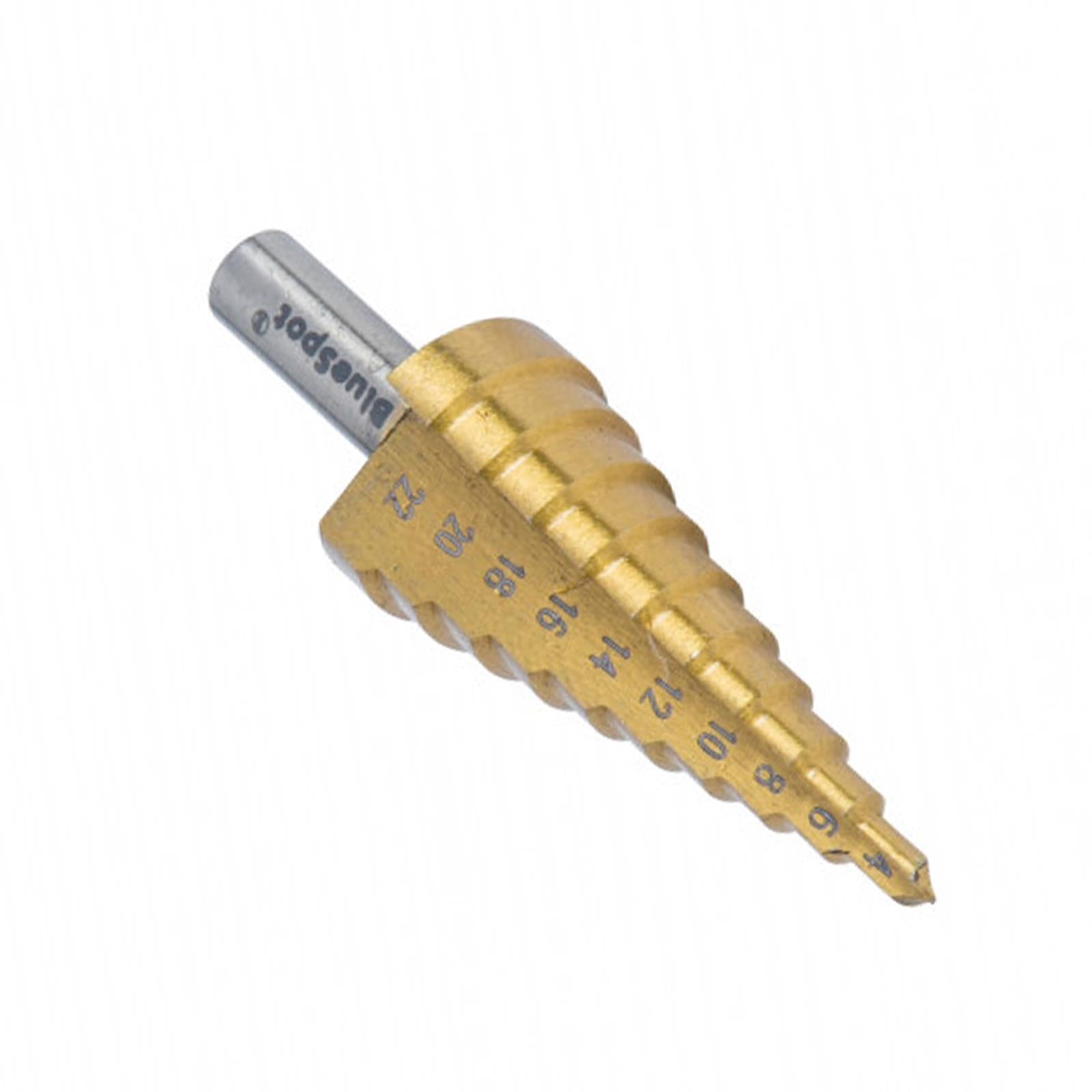 BlueSpot Step Drill HSS Steel Titanium Cone Bit Hole Metal Cutter Tool 4 - 22mm