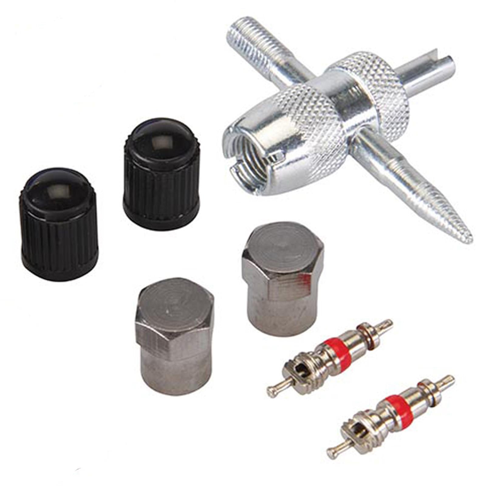 14Pce Tyre Valve Repair Kit 10 - 50Psi Pocket Pressure Gauge Compact Box