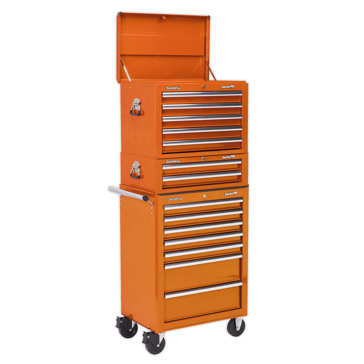 Sealey Topchest, Mid-Box & Rollcab Combination 14 Drawer - Orange