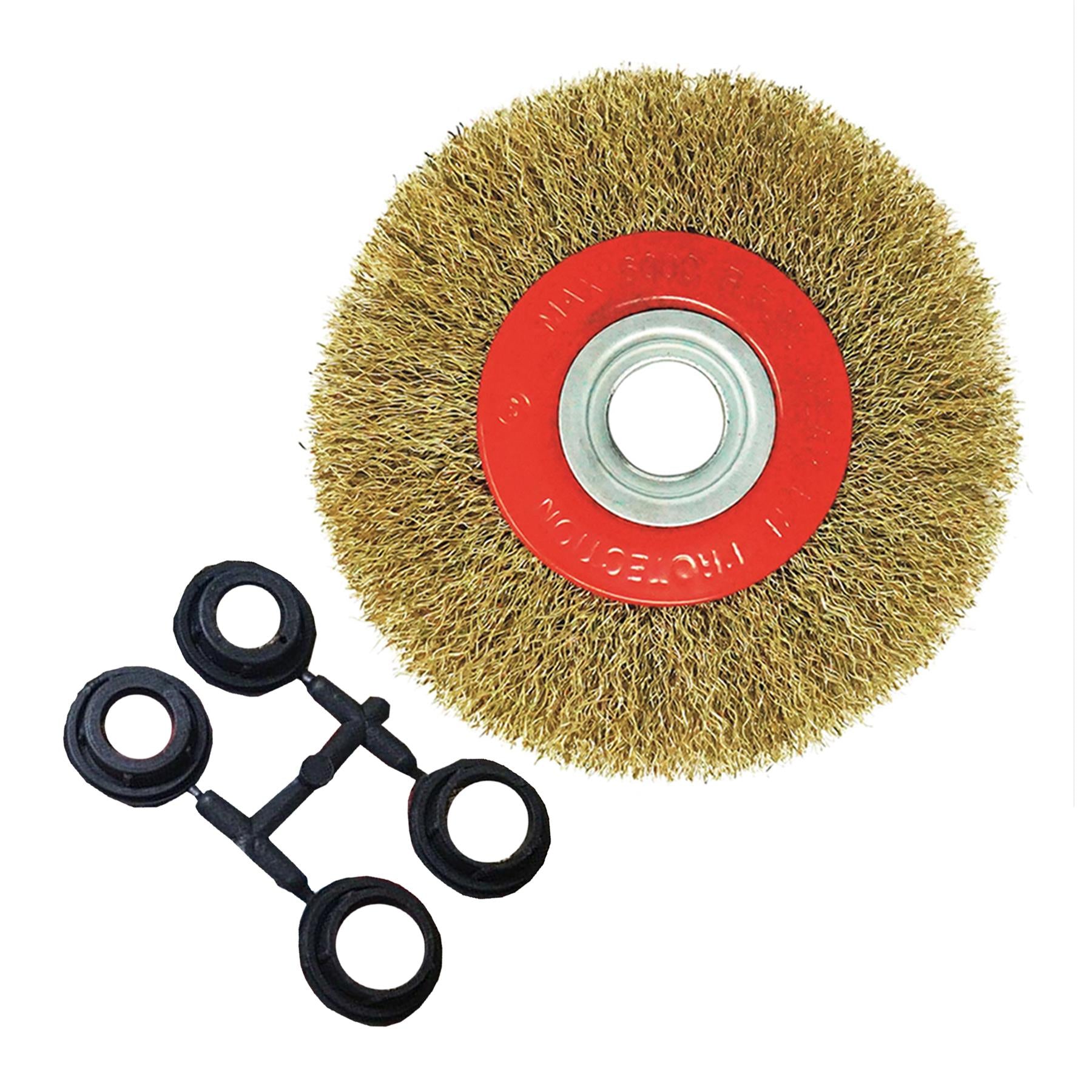 5" 125mm Fine Wire Brush Wheel For Bench Grinder + Adaptor Rings