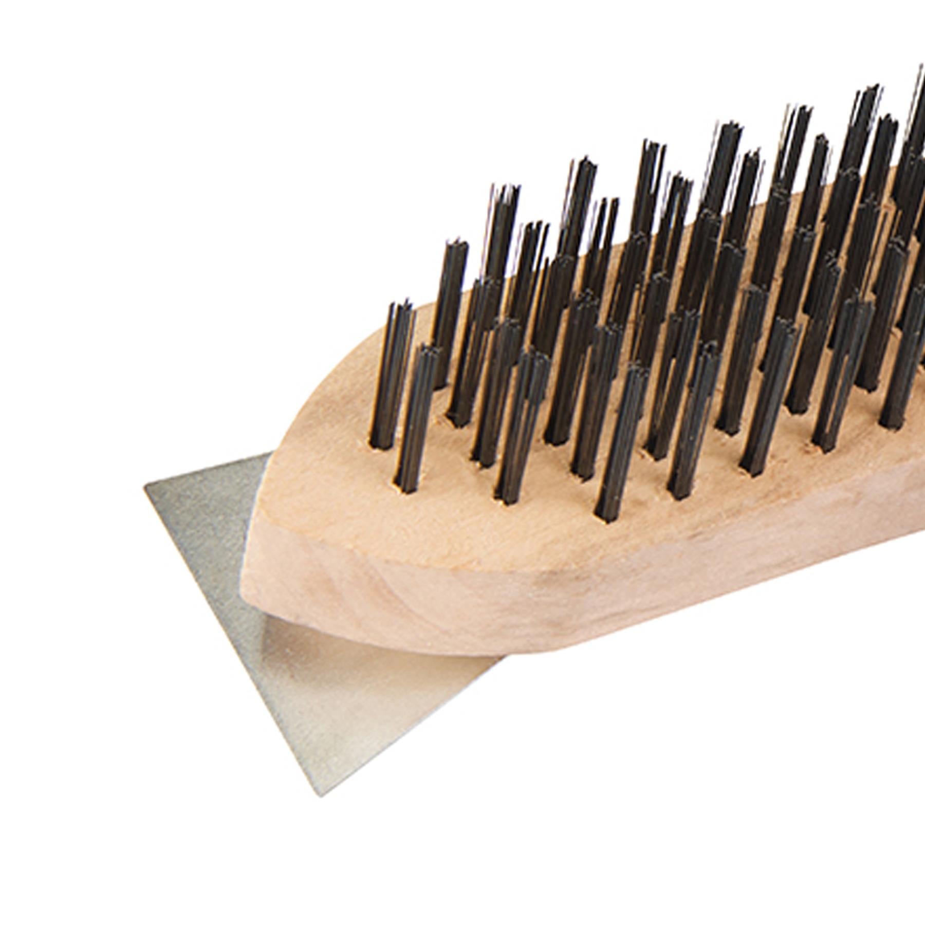 Wooden Wire Brush & Scraper 6 Row Wooden Handle With Scraper Heavy Duty