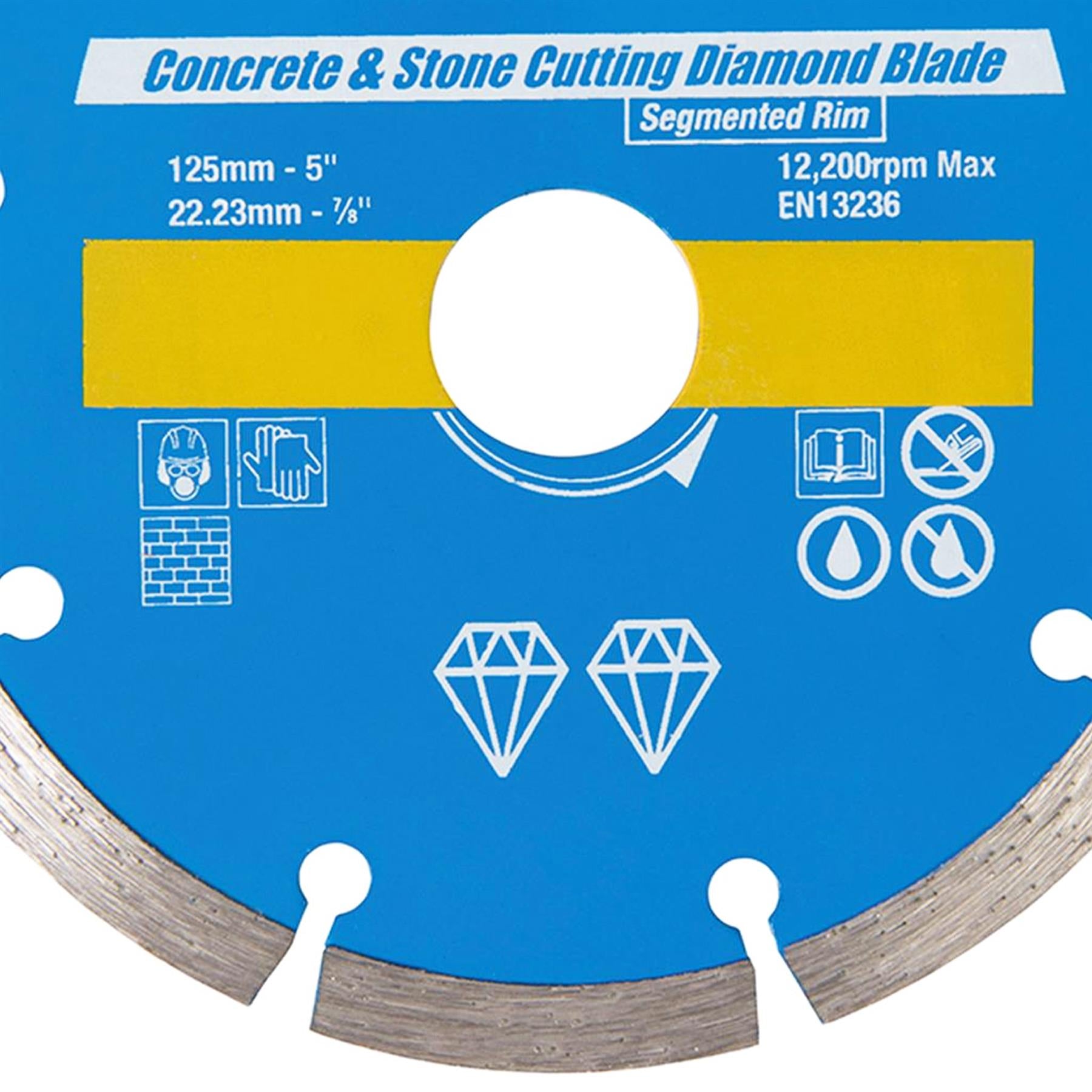 Concrete & Stone Cutting Diamond Blade 125 X 22.2mm - Segmented Rim New