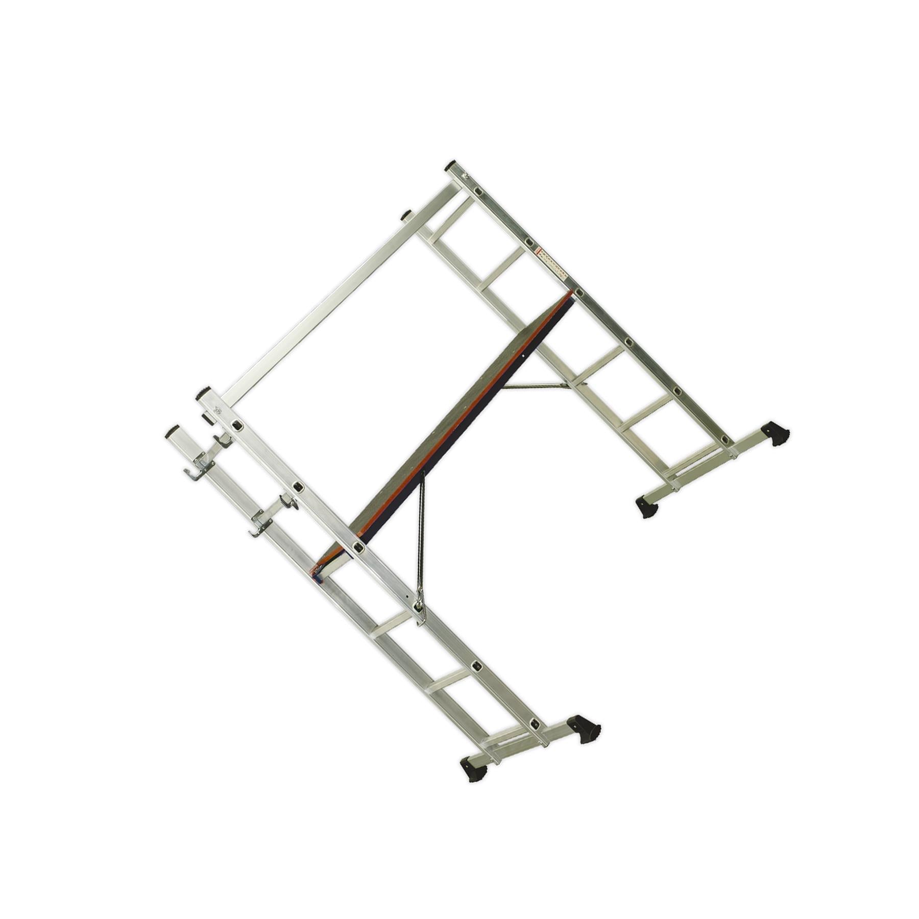 Sealey Aluminium Scaffold Ladder 4-Way EN 131 Used As Extending, Single, Step Or Complete Scaffolding Unit