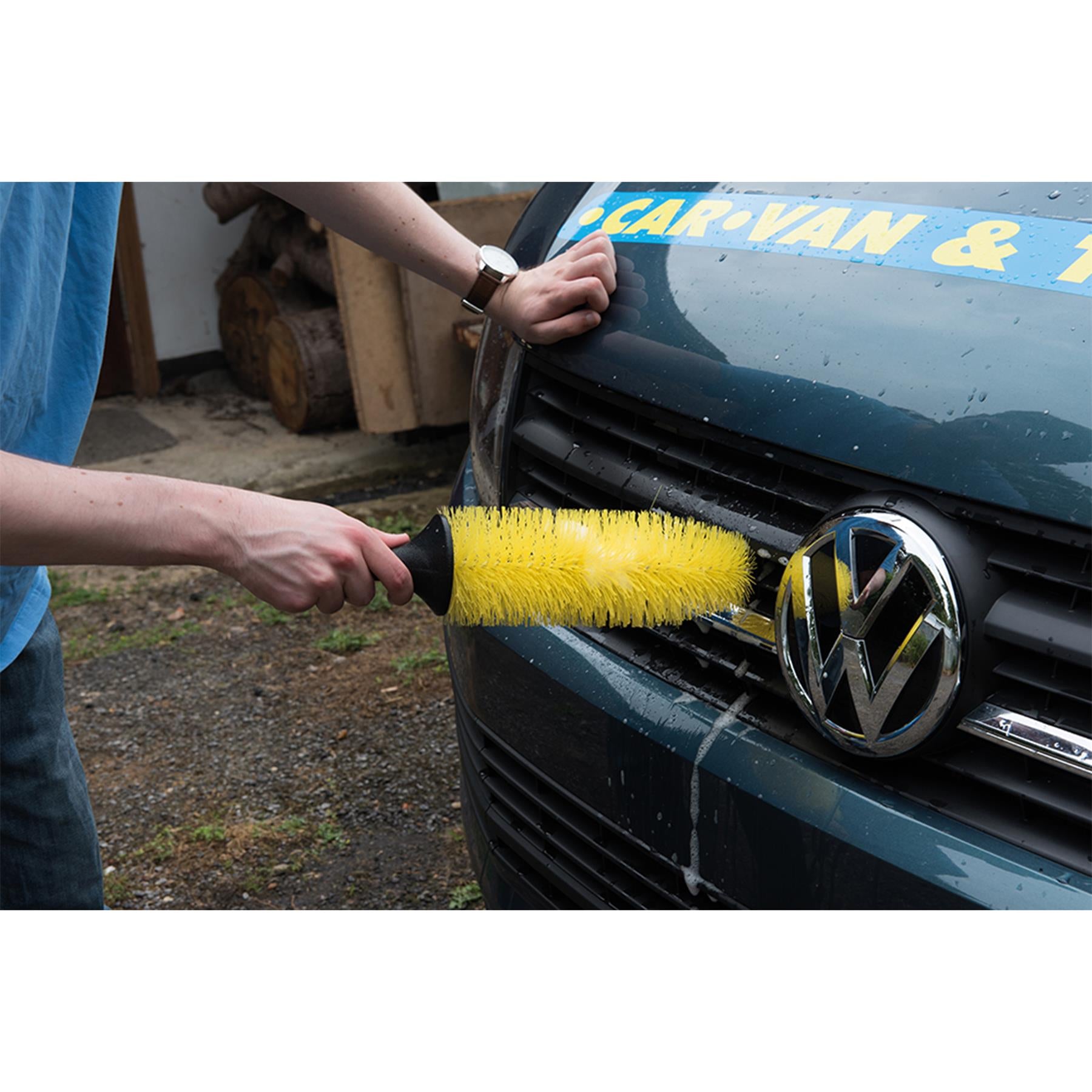 Grille & Wheel Brush - 370mm For Steel & Alloy Wheels Soft-Grip Handle