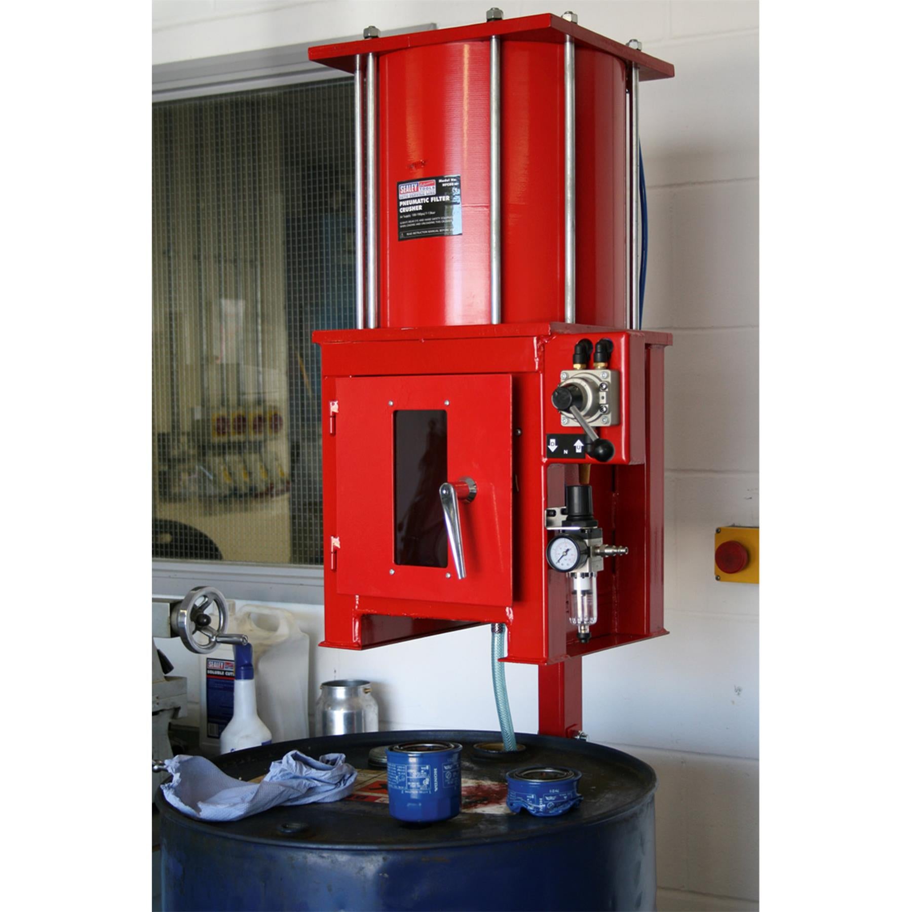 Sealey Pneumatic Oil Filter Crusher Red HFC08