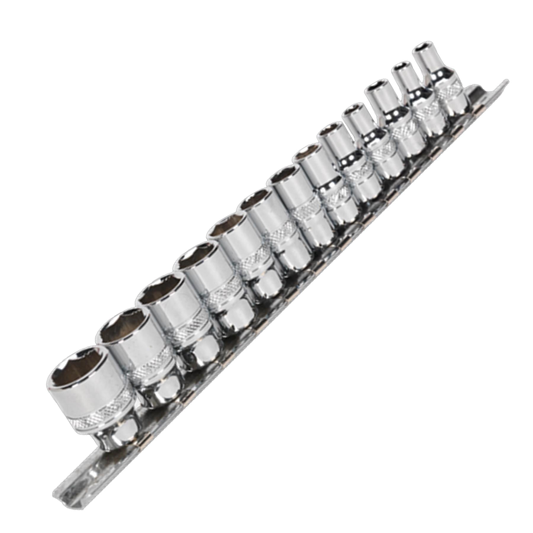 Sealey Lock-On Socket Set 1/4" Sq Dr 13pc 4 -14mm 6pt Metric Long Reach