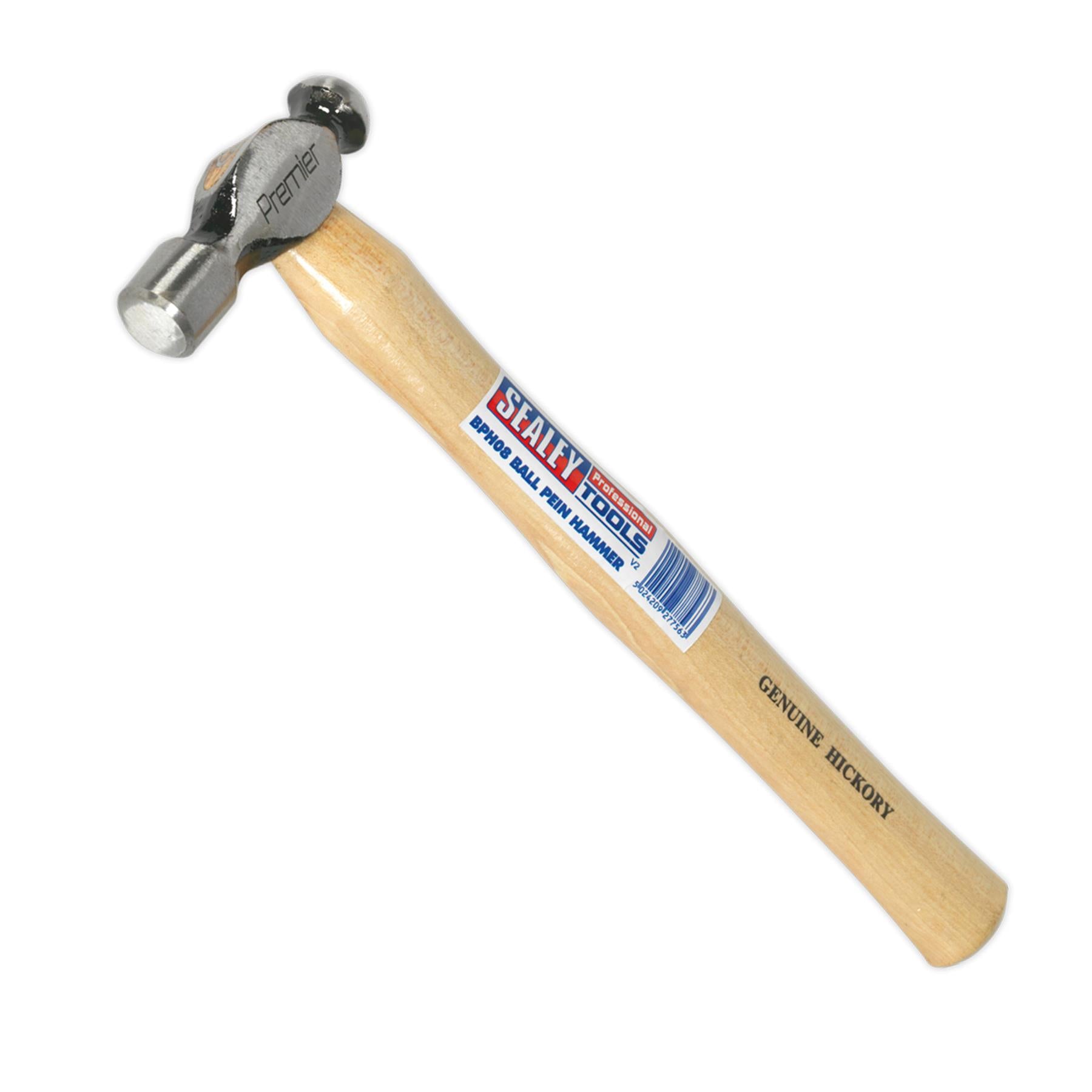 Sealey Ball Pein Hammer 8oz Hickory Shaft Forged Carbon Steel Head