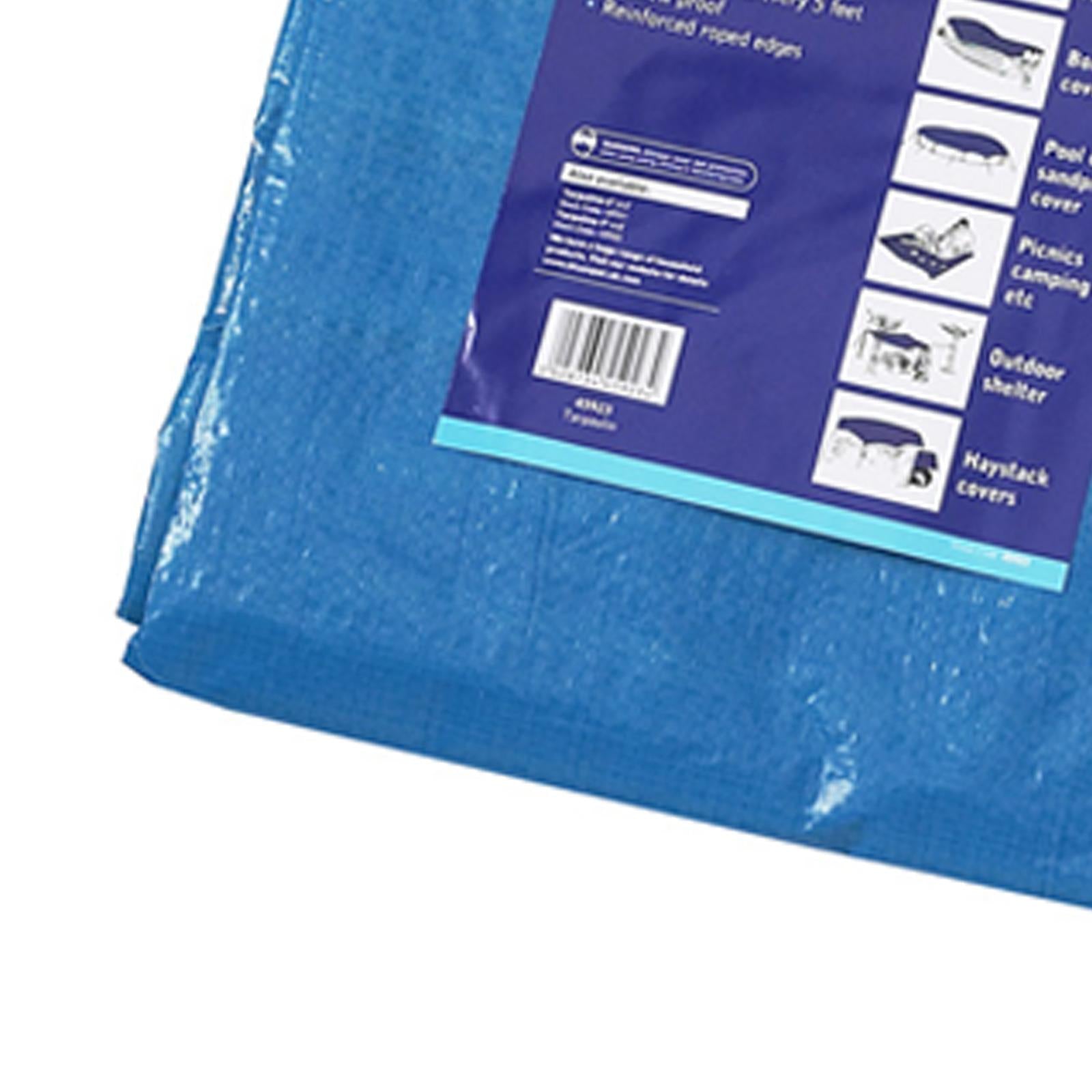 BlueSpot Tarpaulin Blue Waterproof Cover 3.6m x 2.4 Tarp Ground Camping Sheet
