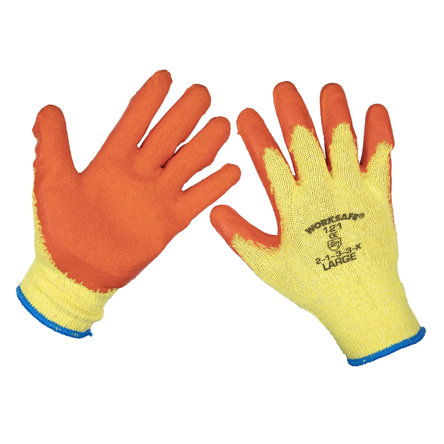 Sealey Super Grip Knitted Gloves Latex Palm (Large) - Pair