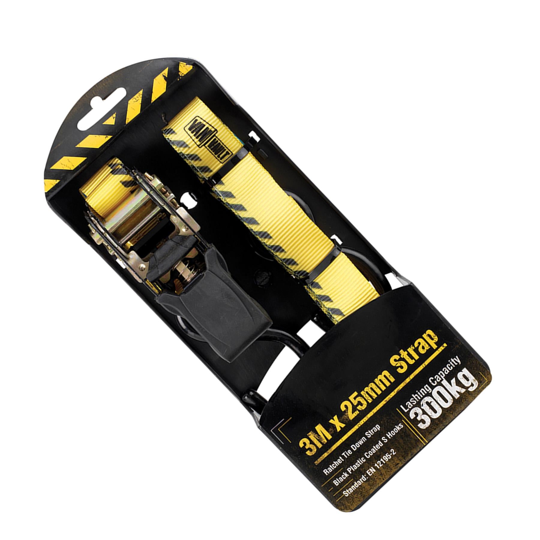 Van Vault Ratchet Strap 3m x 25mm Black Metal Clasp