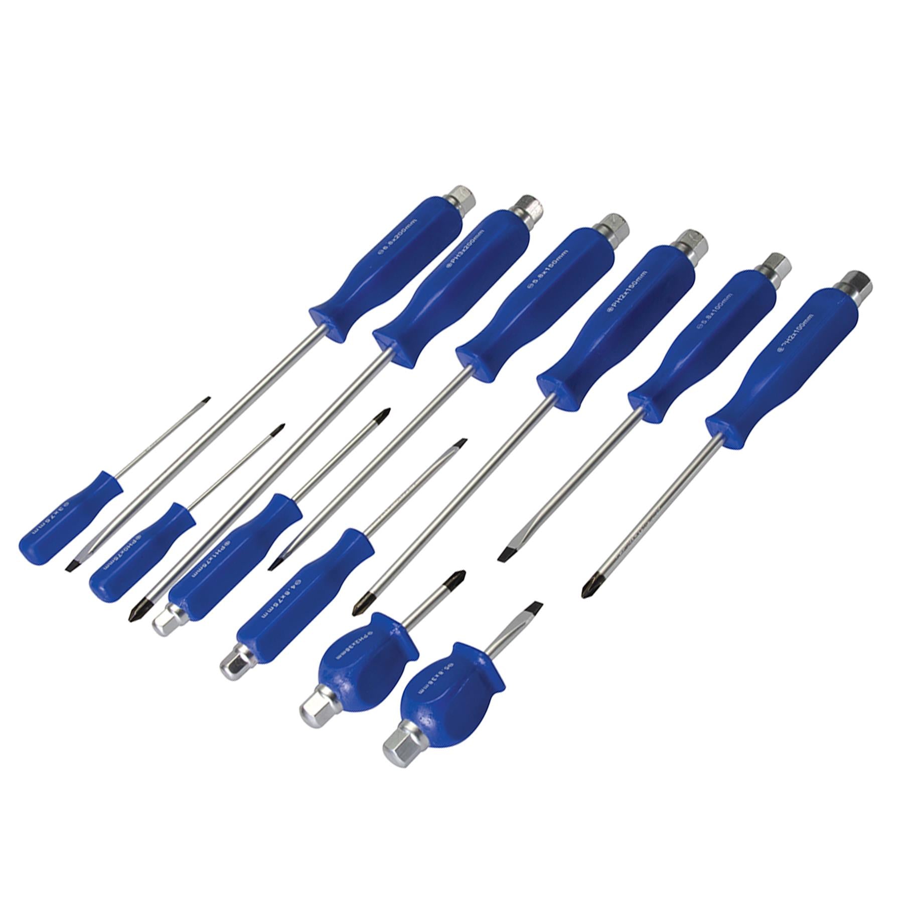 12Pce Engineers Screwdriver Set Chrome Vanadium Steel Blades Magnetic Tips