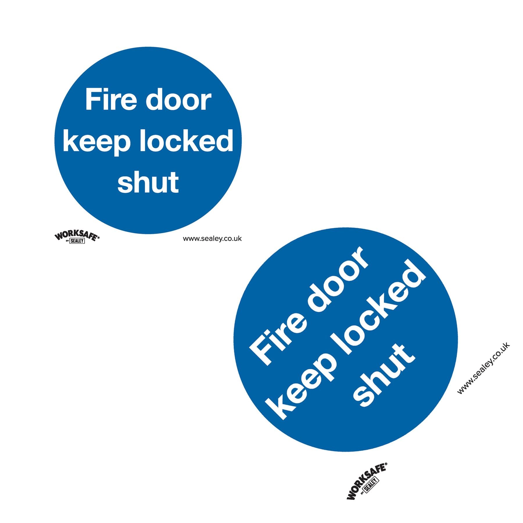 Mandatory Safety Sign - Fire Door Keep Locked Shut - Rigid Plastic