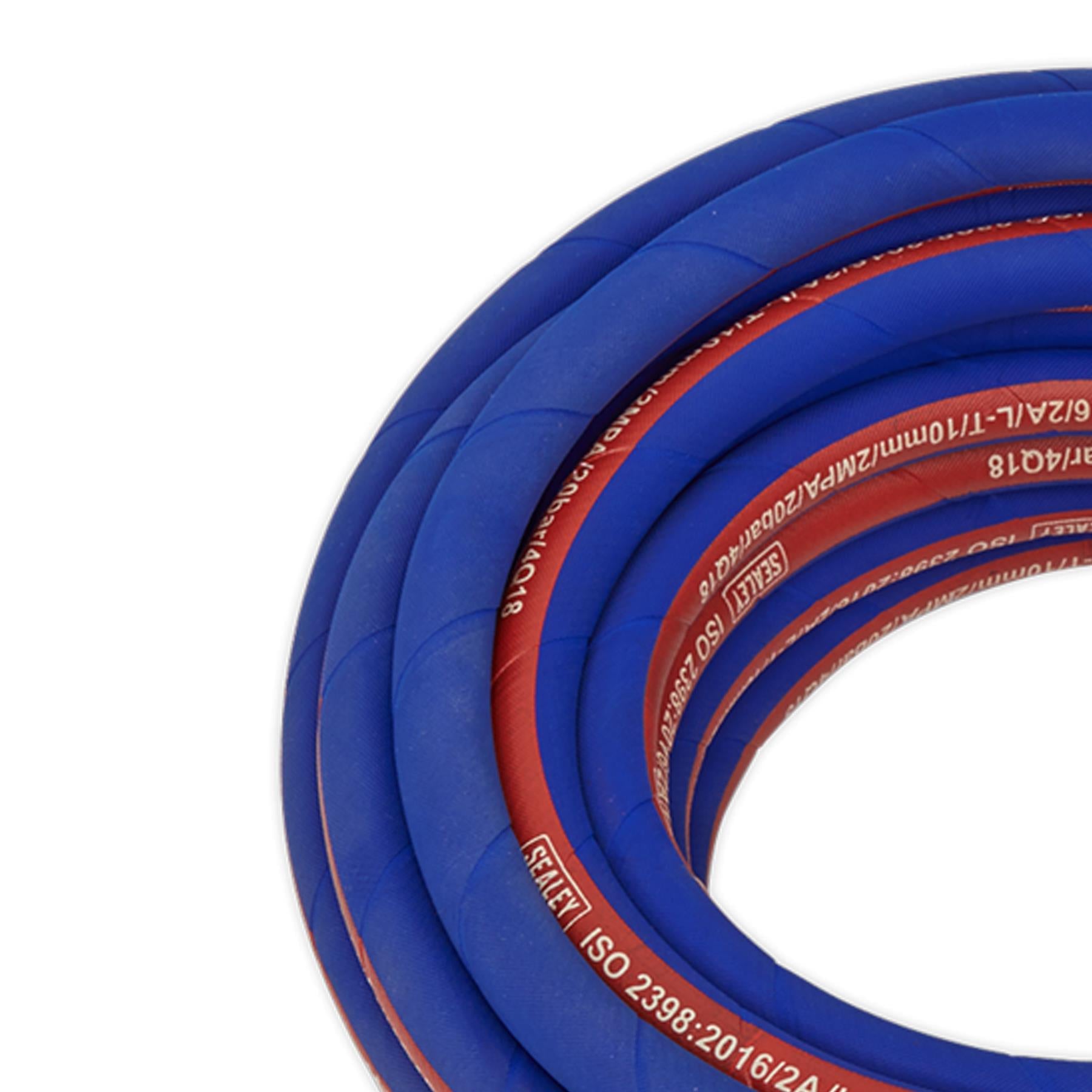 Sealey Air Compressor Hose 10m x Ø8mm with 1/4"BSP Unions Extra-Heavy-Duty
