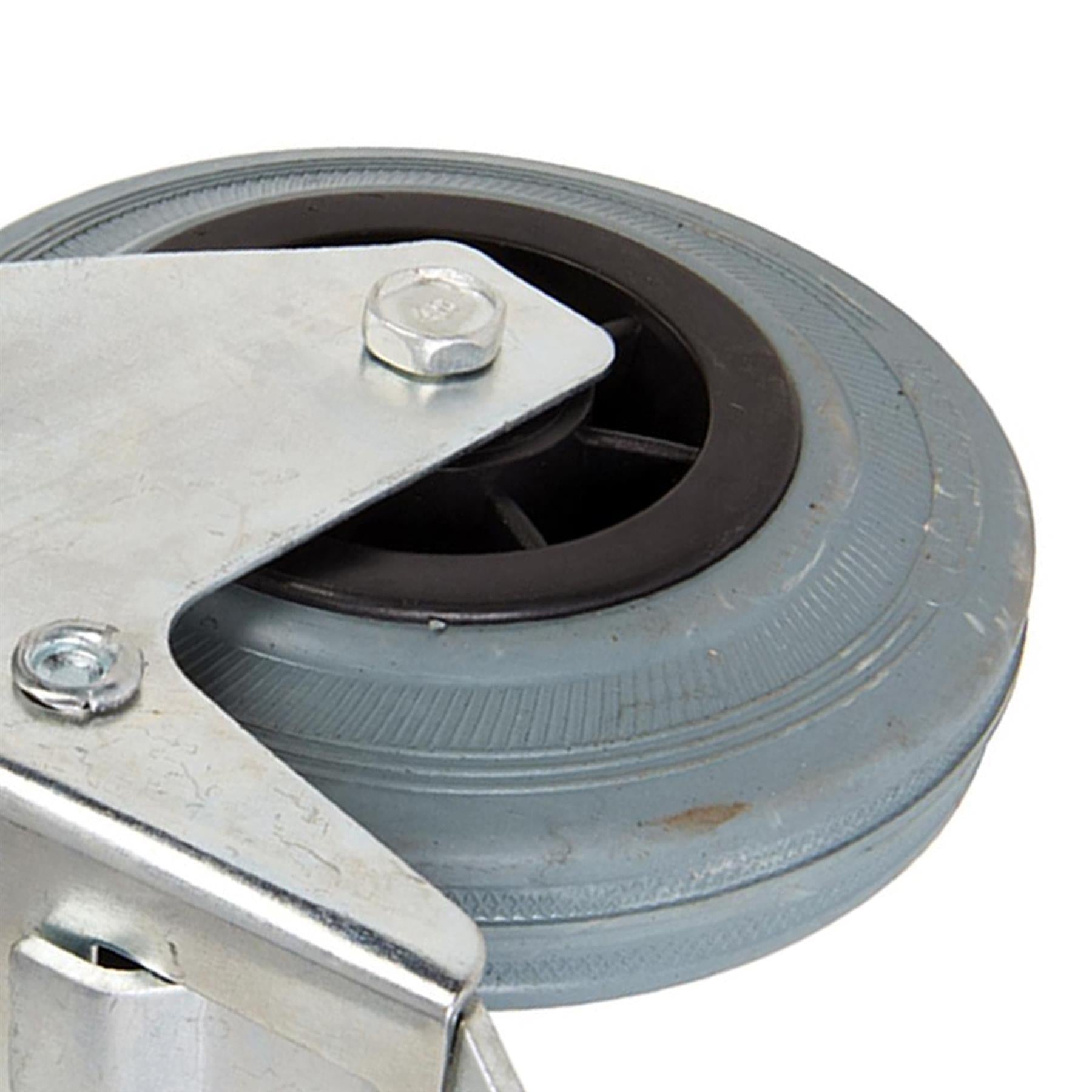 Heavy Duty 125mm Rubber Swivel Castor Wheels Trolley Caster Brake Cyan