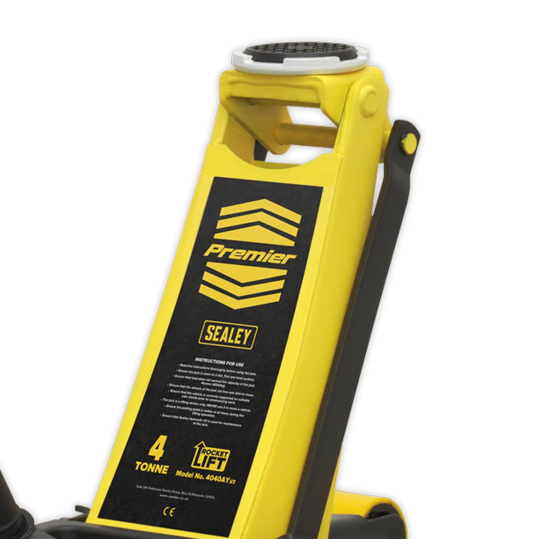 Sealey Trolley Jack 4tonne Rocket Lift Yellow Garage Workshop DIY