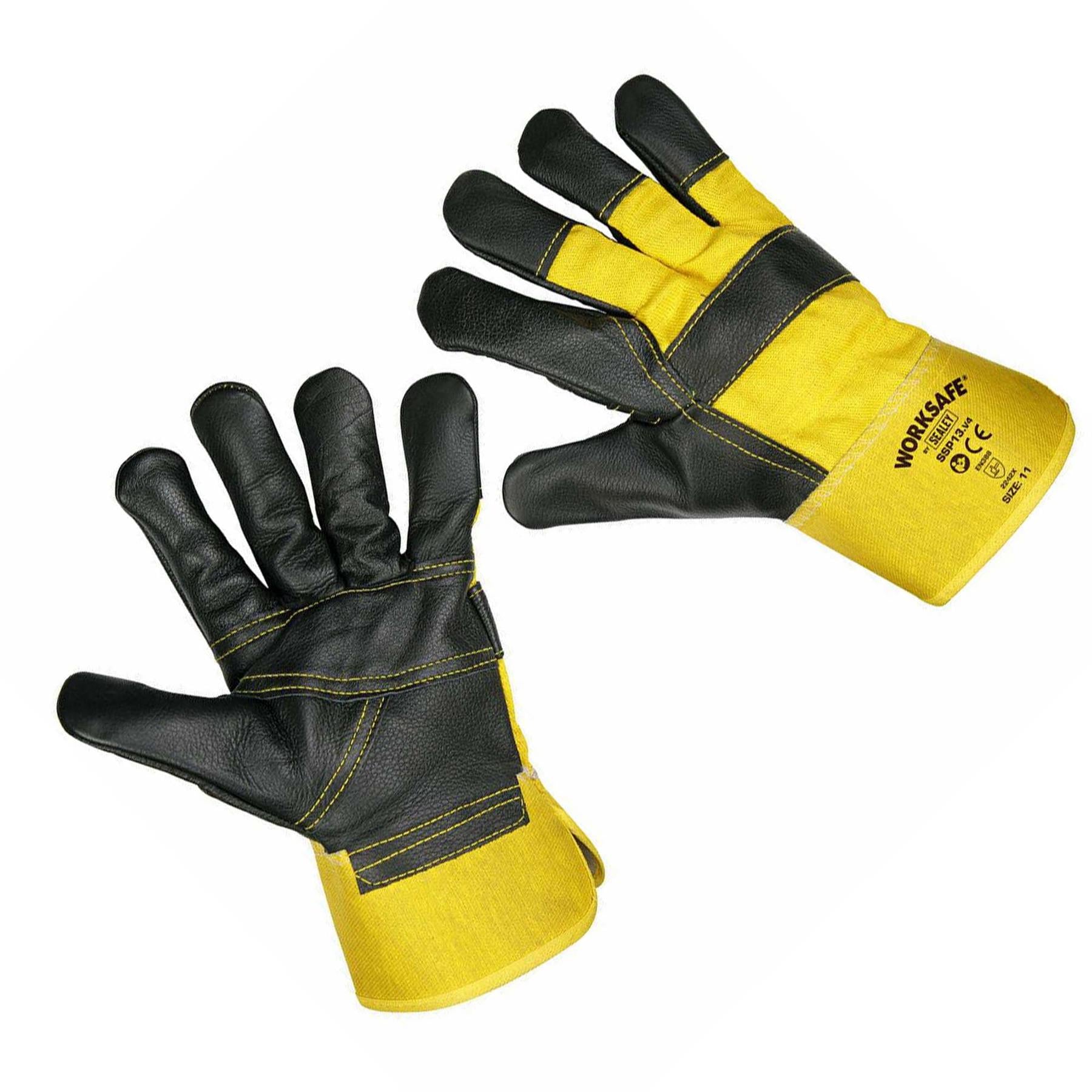Sealey Rigger's Gloves Hide Palm - Pack of 6 Pairs