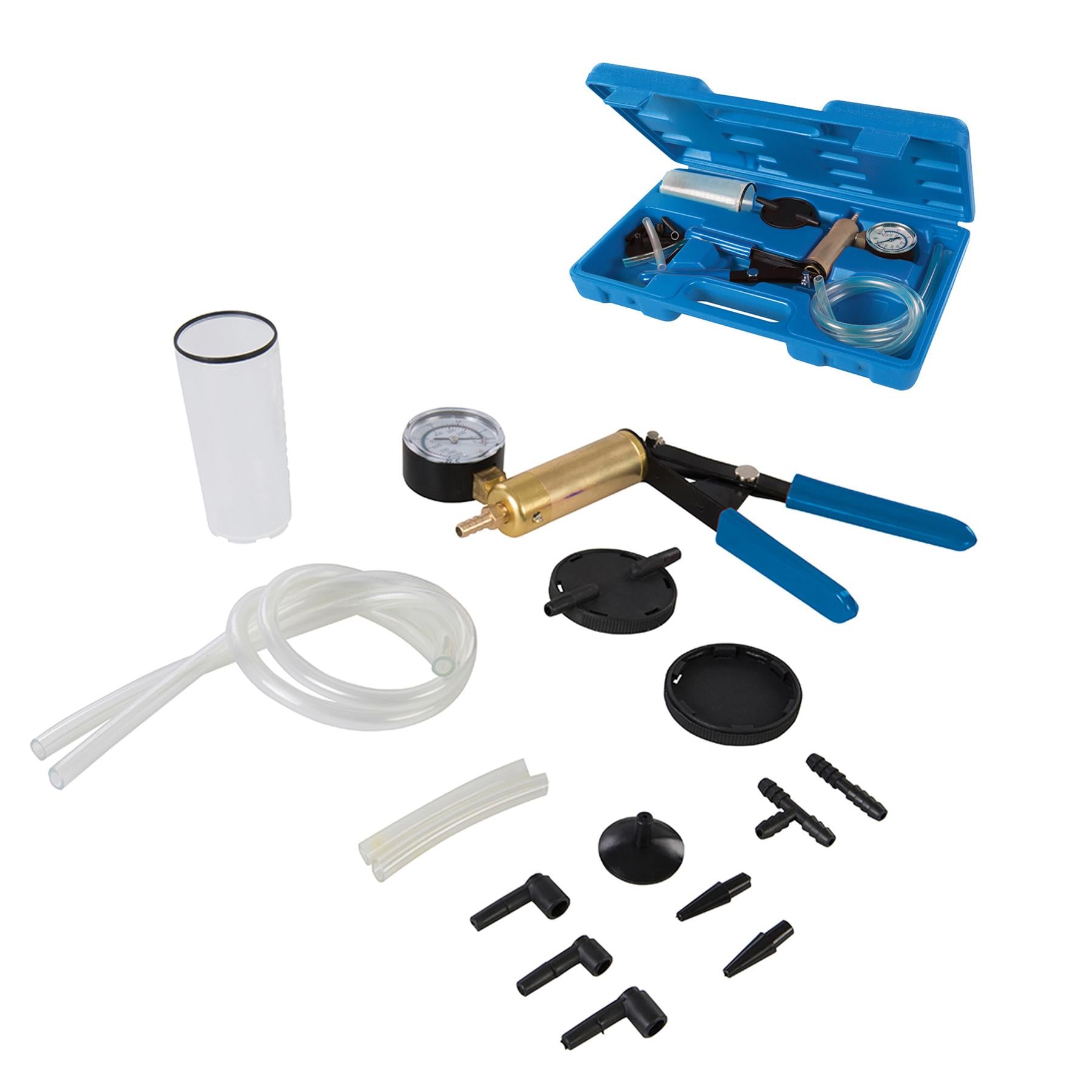 Vacuum Tester & Brake Bleeding Kit 16Pc Vacuum Pump With EasyTo Read Vacuum Gauge