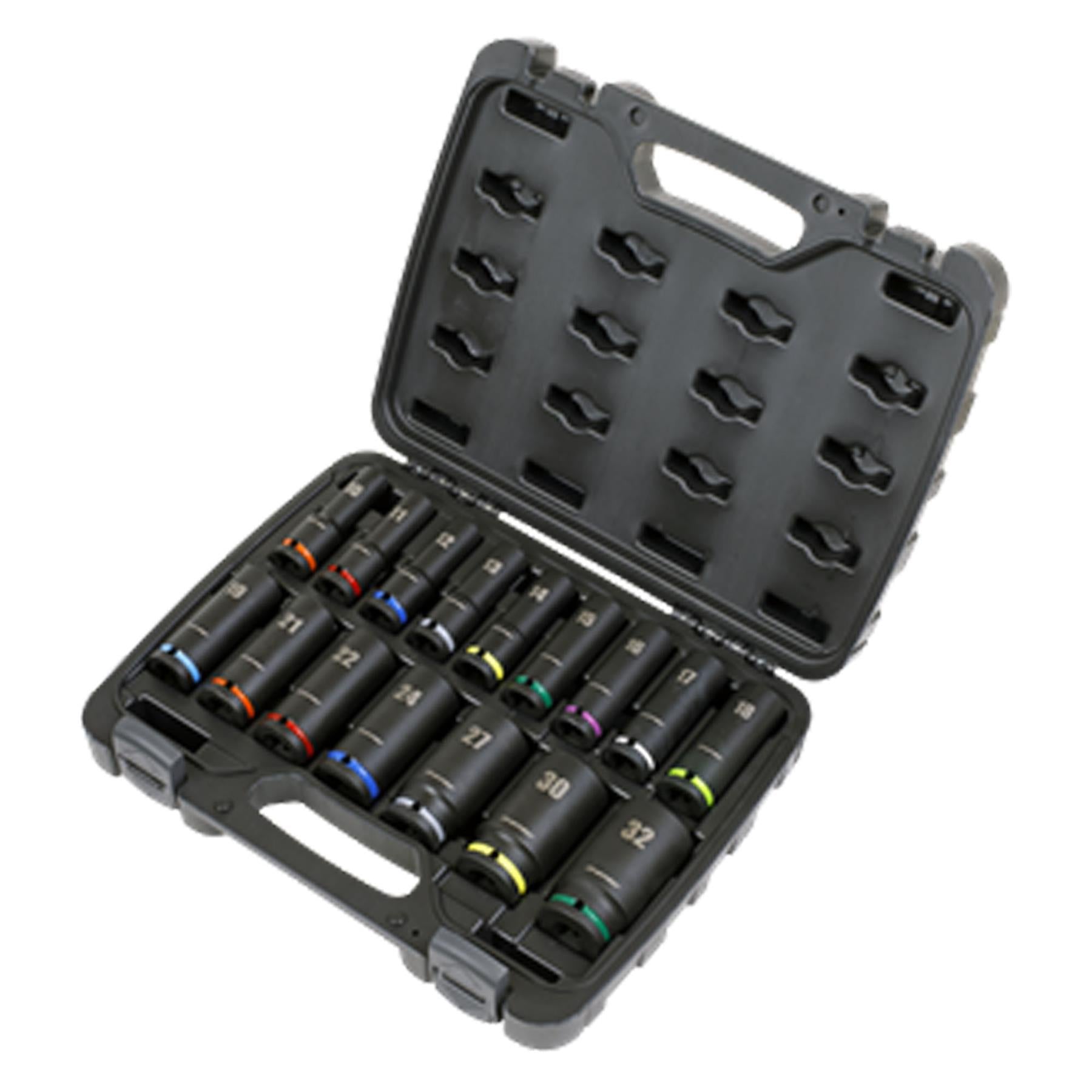 Sealey Impact Socket Set 16pc 1/2"Sq Drive Deep Metric