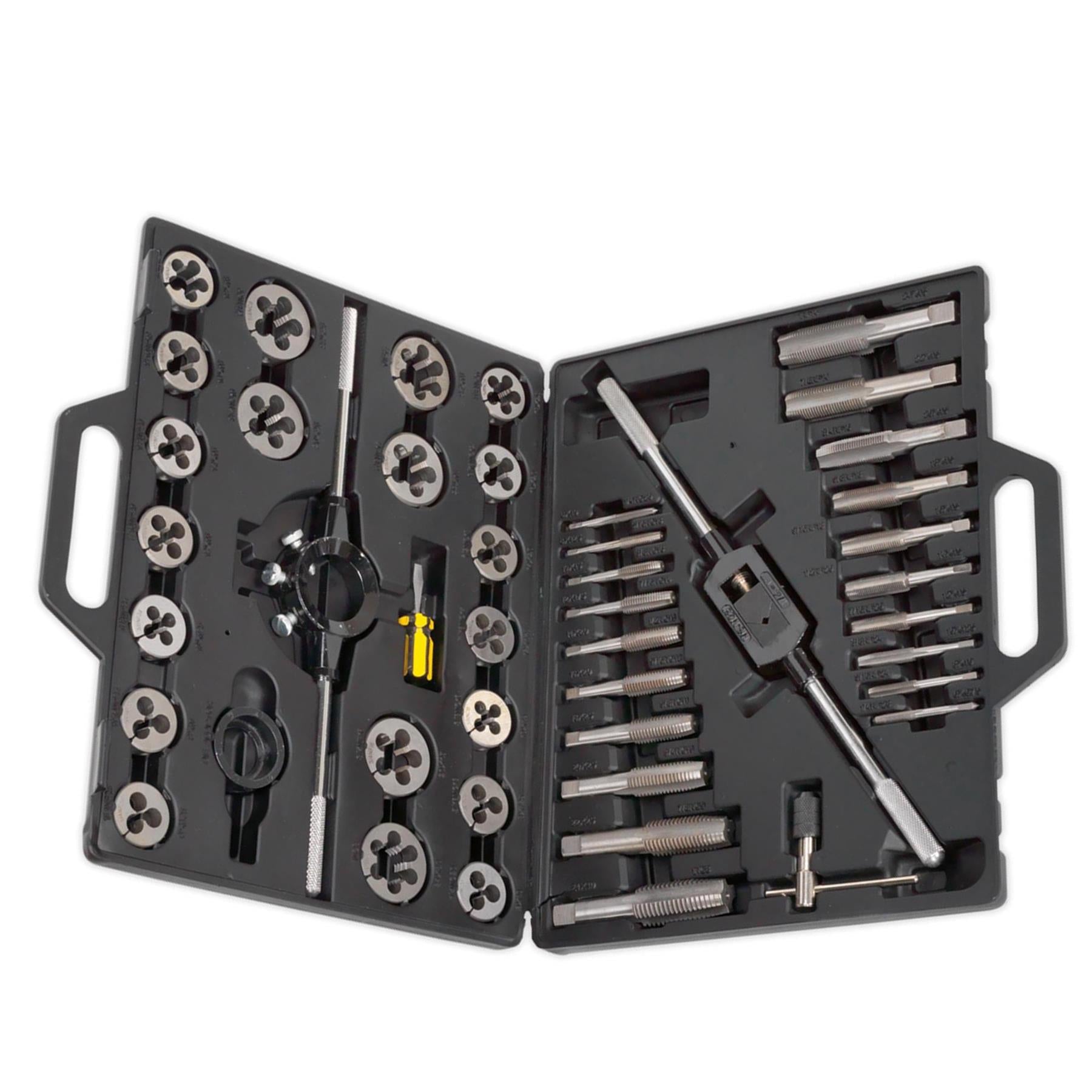 Sealey 45pc Tap and Die Set Split Dies Imperial Thread Cutting Tool 1/4" - 1"