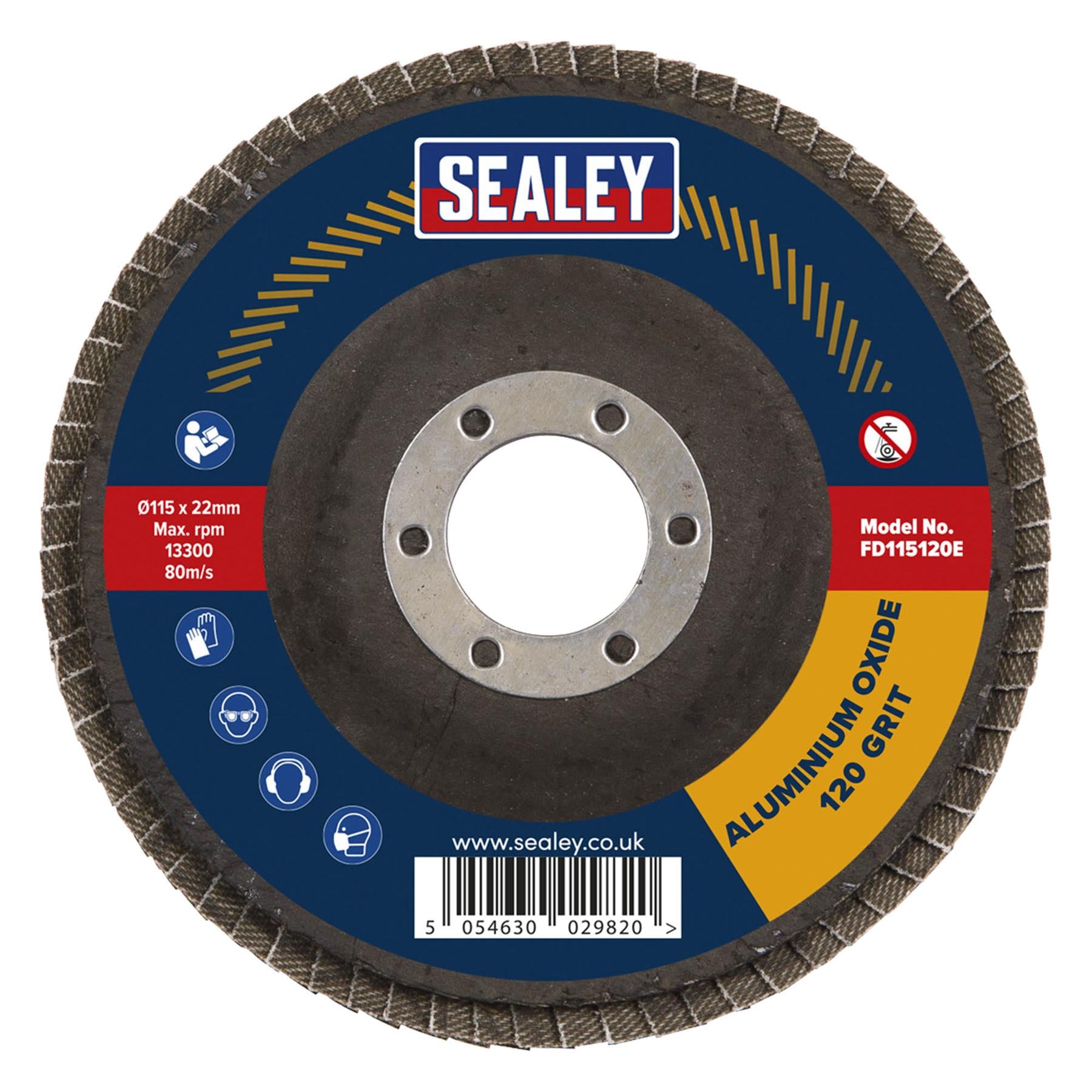 Sealey Flap Disc Aluminium Oxide �115mm �22mm Bore 120Grit