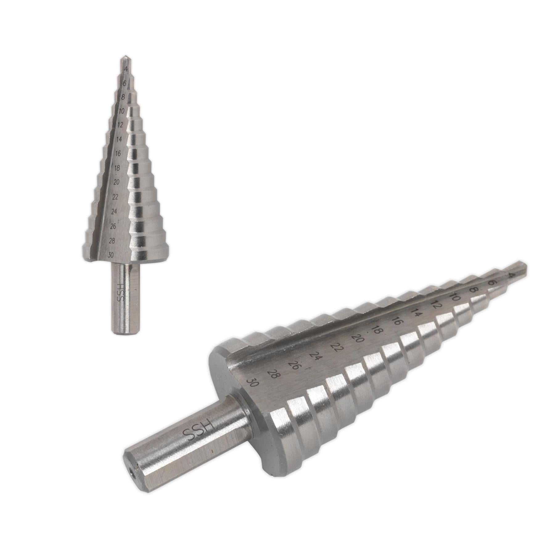 Sealey Step Drill Bit HSS 4341 Double Straight Flute 4-30mm AK4745