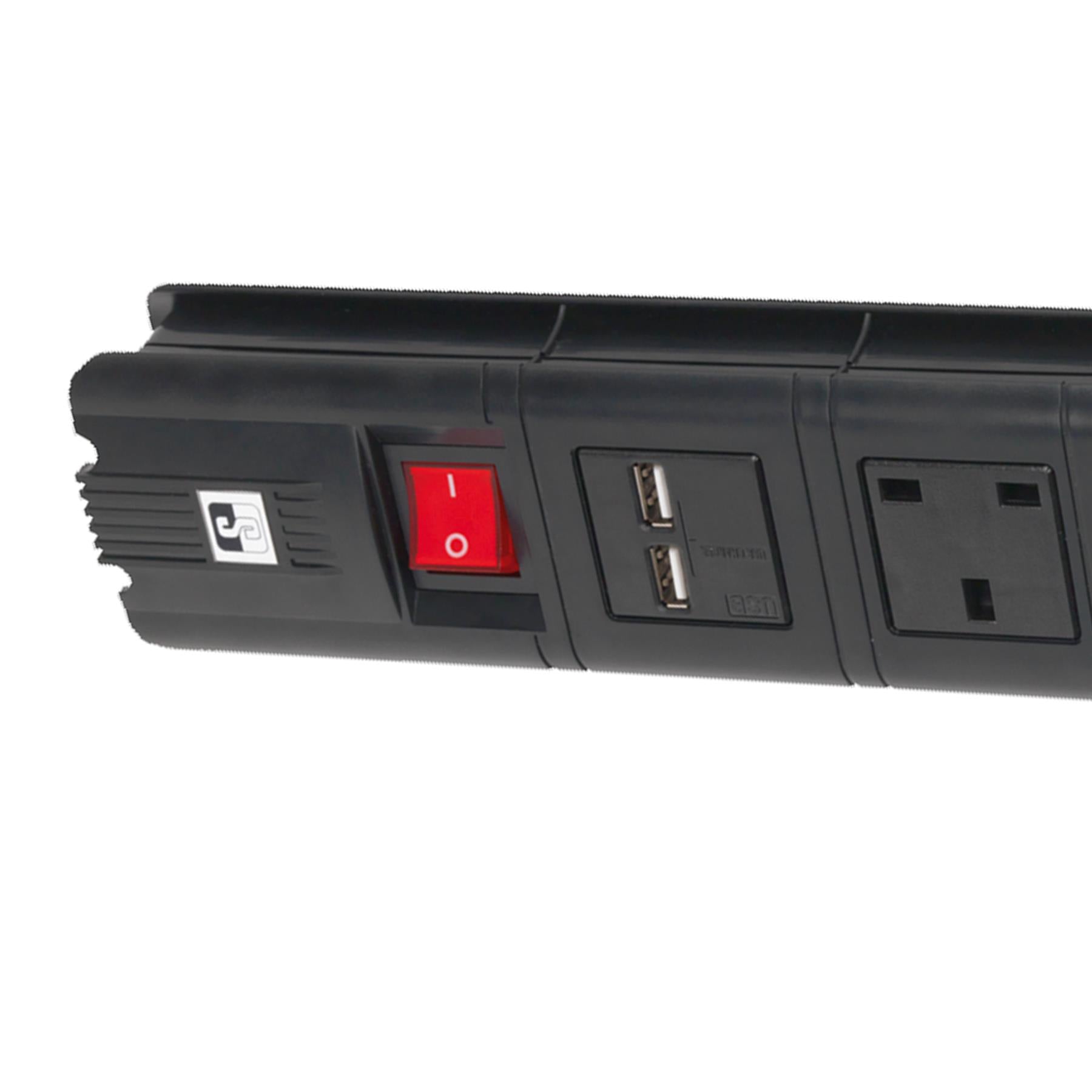 Sealey Extension Cable 2.6m 4 x 230V + 2 x USB Sockets - Black