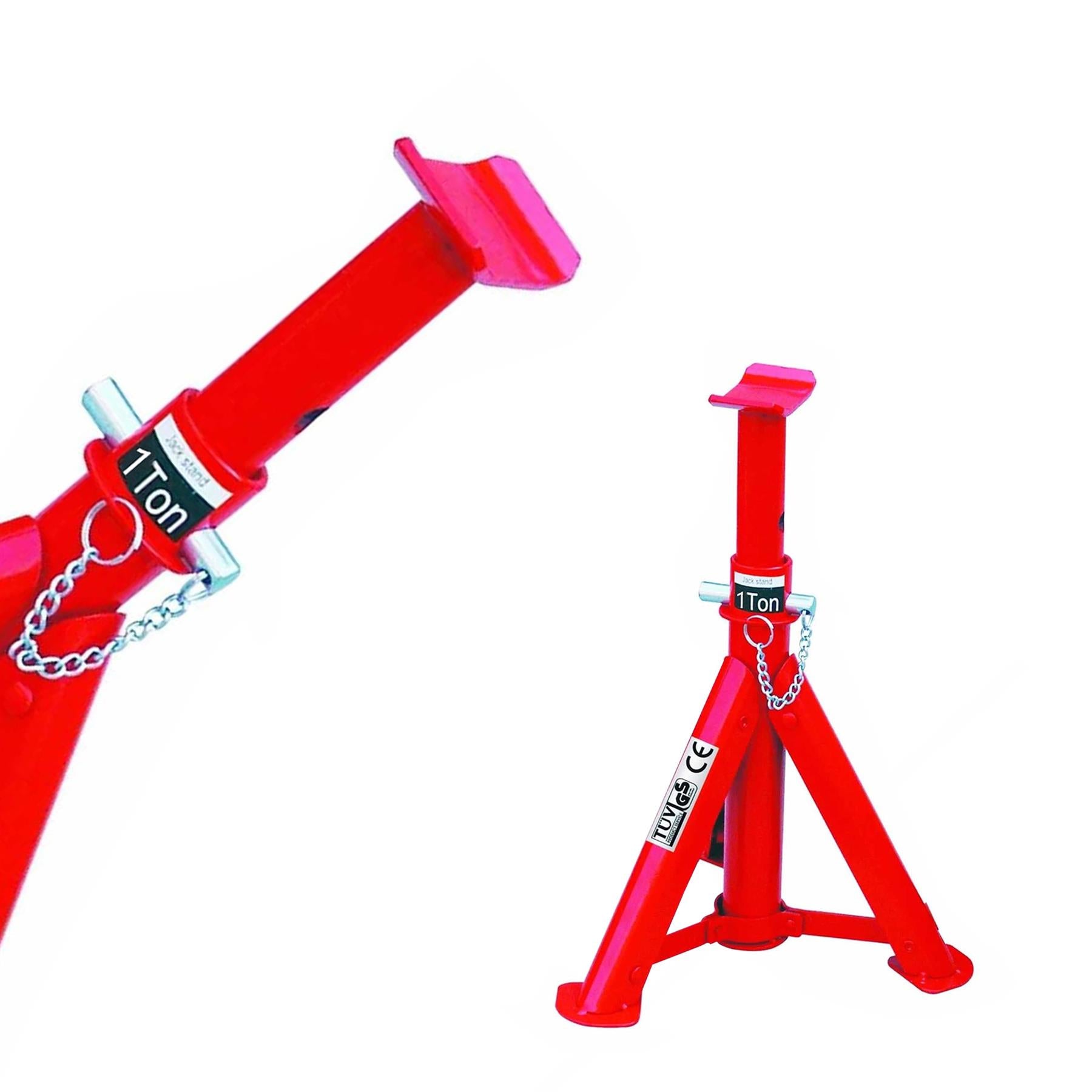 Heavy Duty Hilka 2 Ton Tonne Folding Axle Stand Stands Jack In Red Pair 82420040