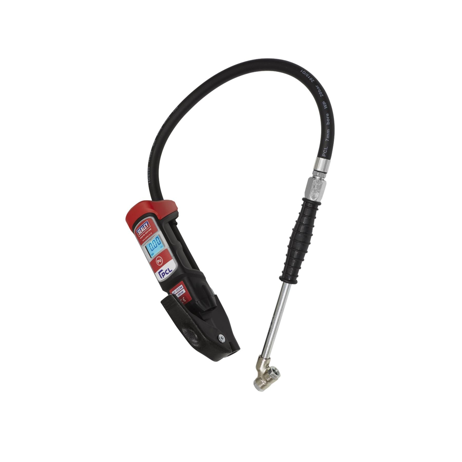 Sealey Prem. Anodised Digital Tyre Inflator-Twin Push-On Connector