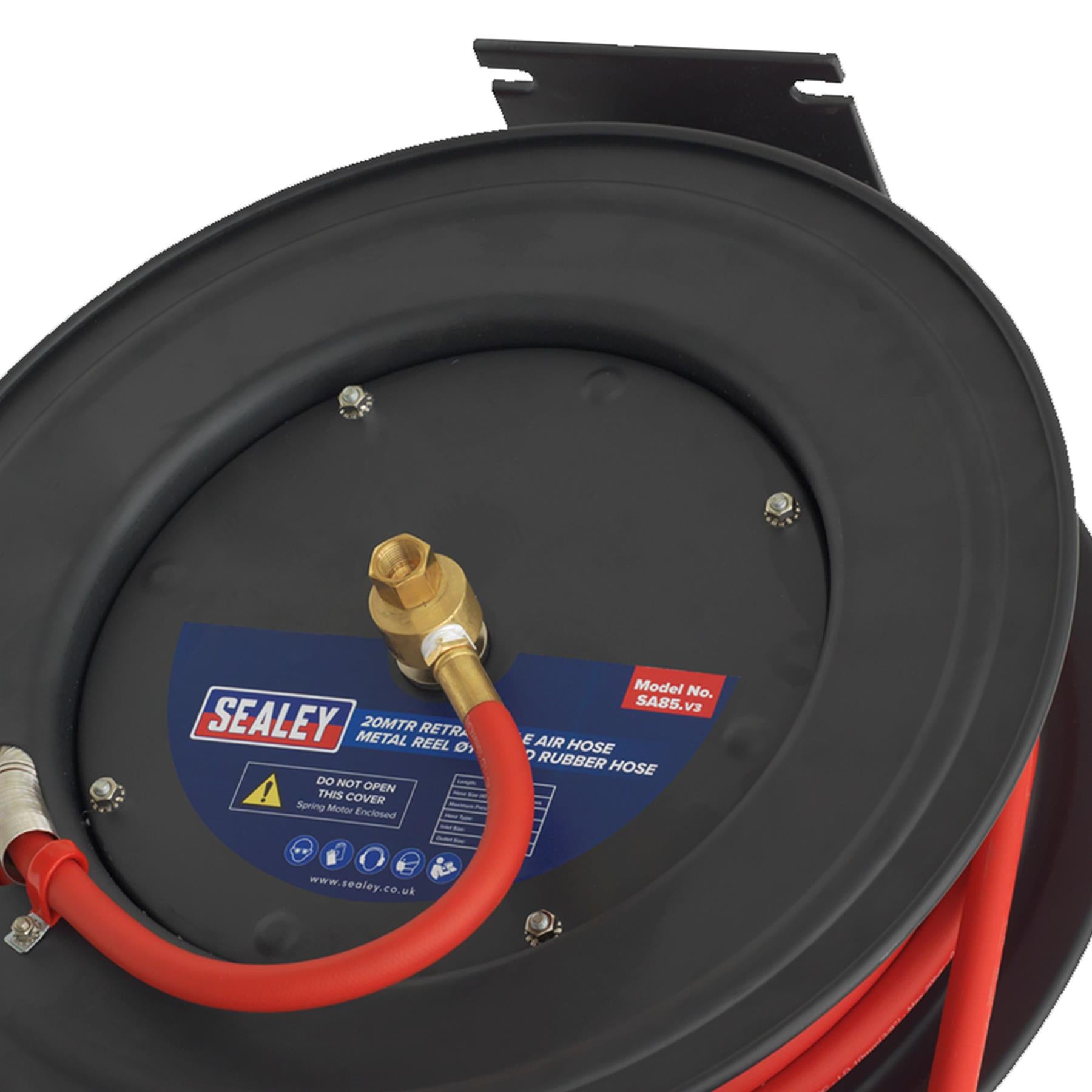 Sealey Retractable Air Hose Steel Reel 20m 10mm ID Rubber Hose