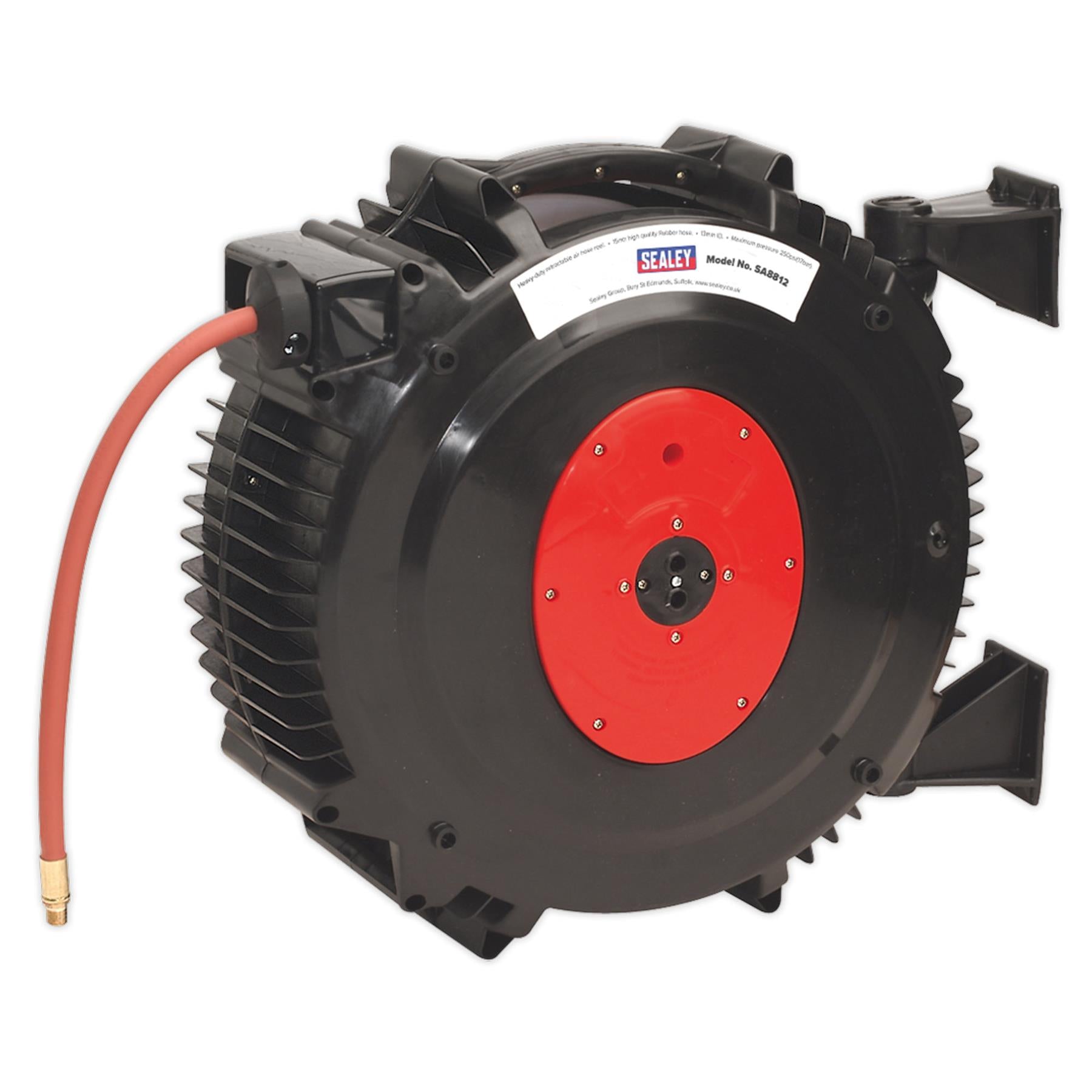 Sealey Retractable Air Hose Reel 15m 13mm ID Rubber Hose