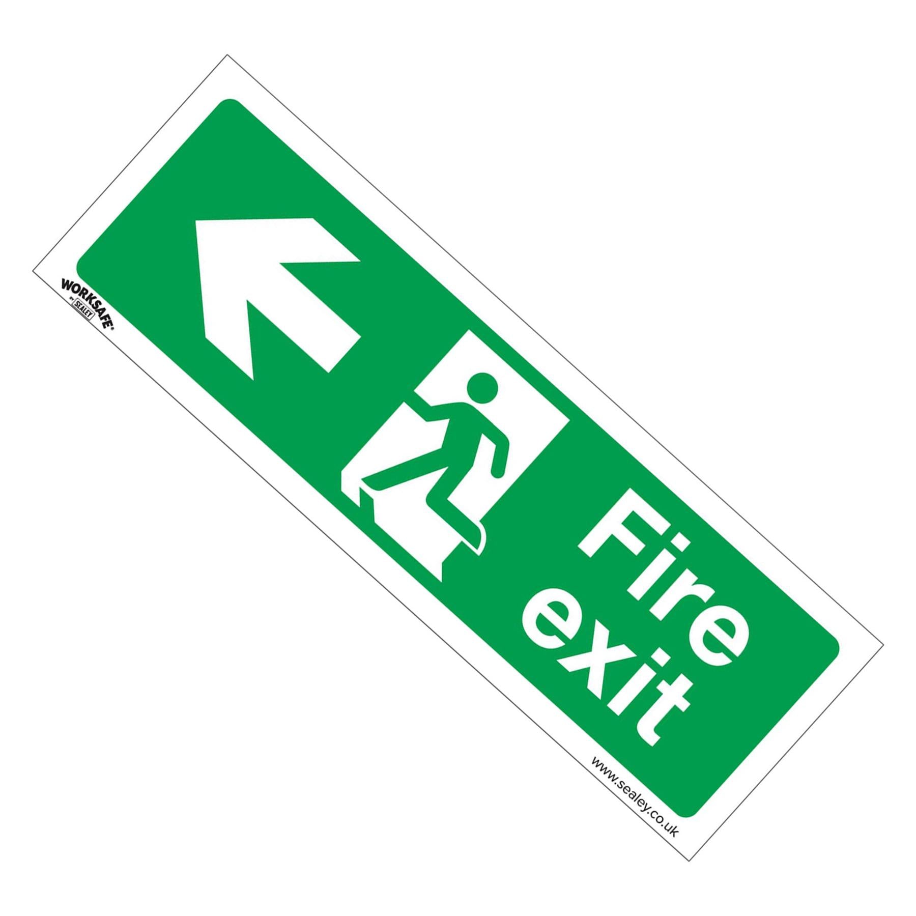 Sealey Safety Sign - Fire Exit (Left) - Slf-Adhes. Vinyl - Pk of 10