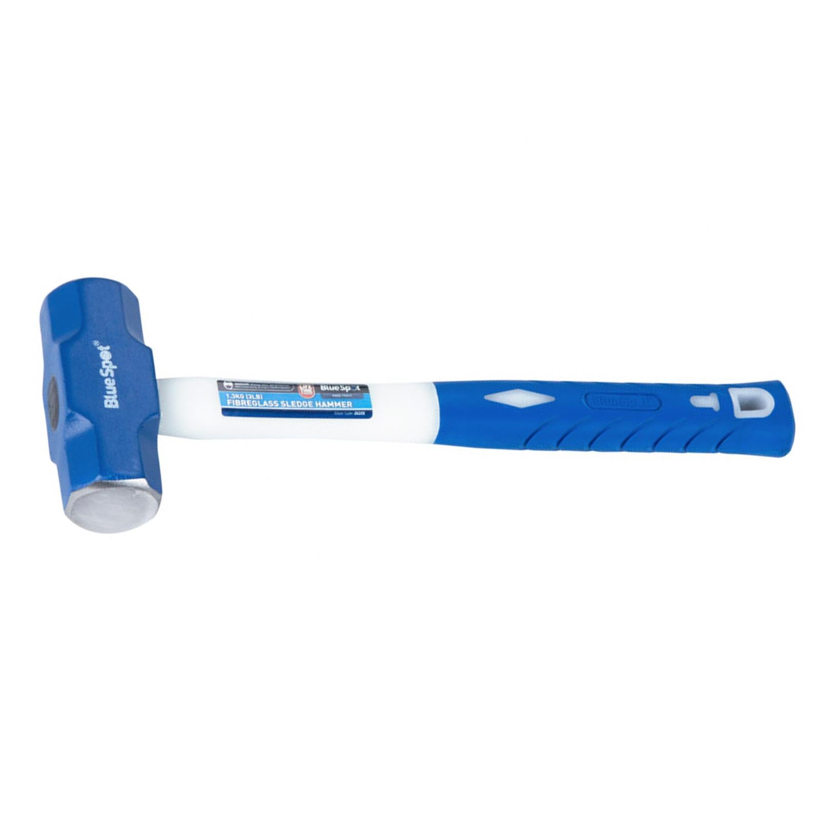 BlueSpot 3lb (1.3kg) Heavy Duty Sledge Hammer SteelHead FibreGlass Shaft Rubber Grip