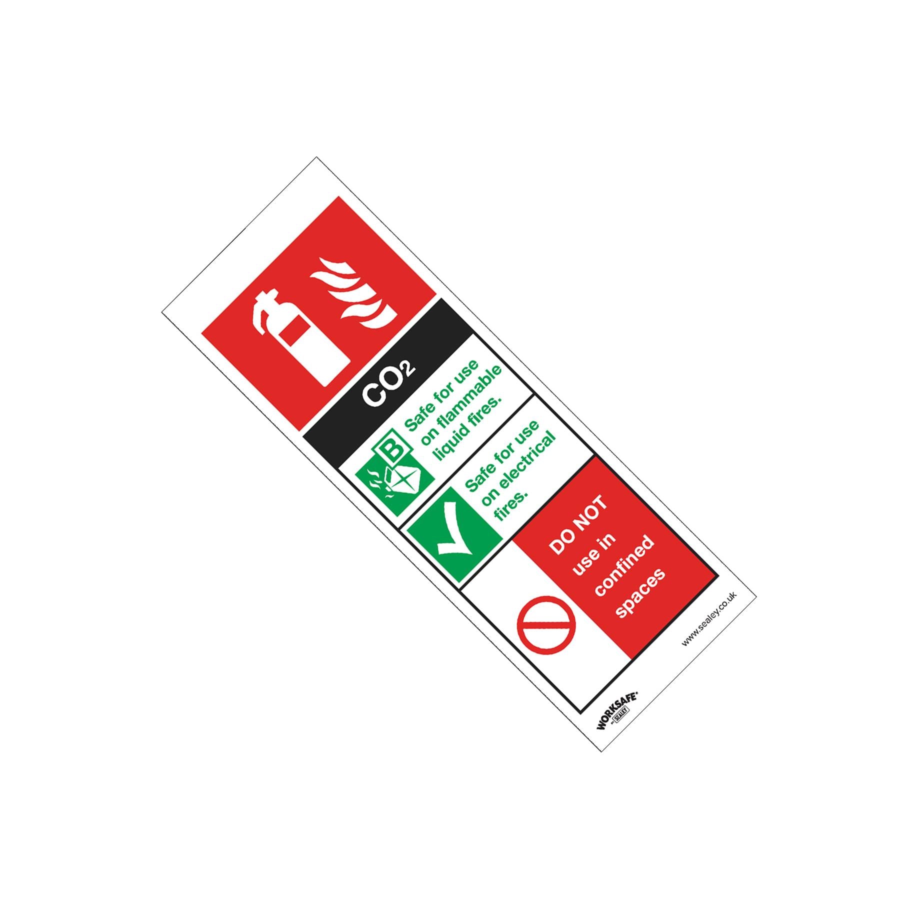 Sealey Safety Sign - CO2 Fire Extinguisher - Self-Adhes. Pack of10