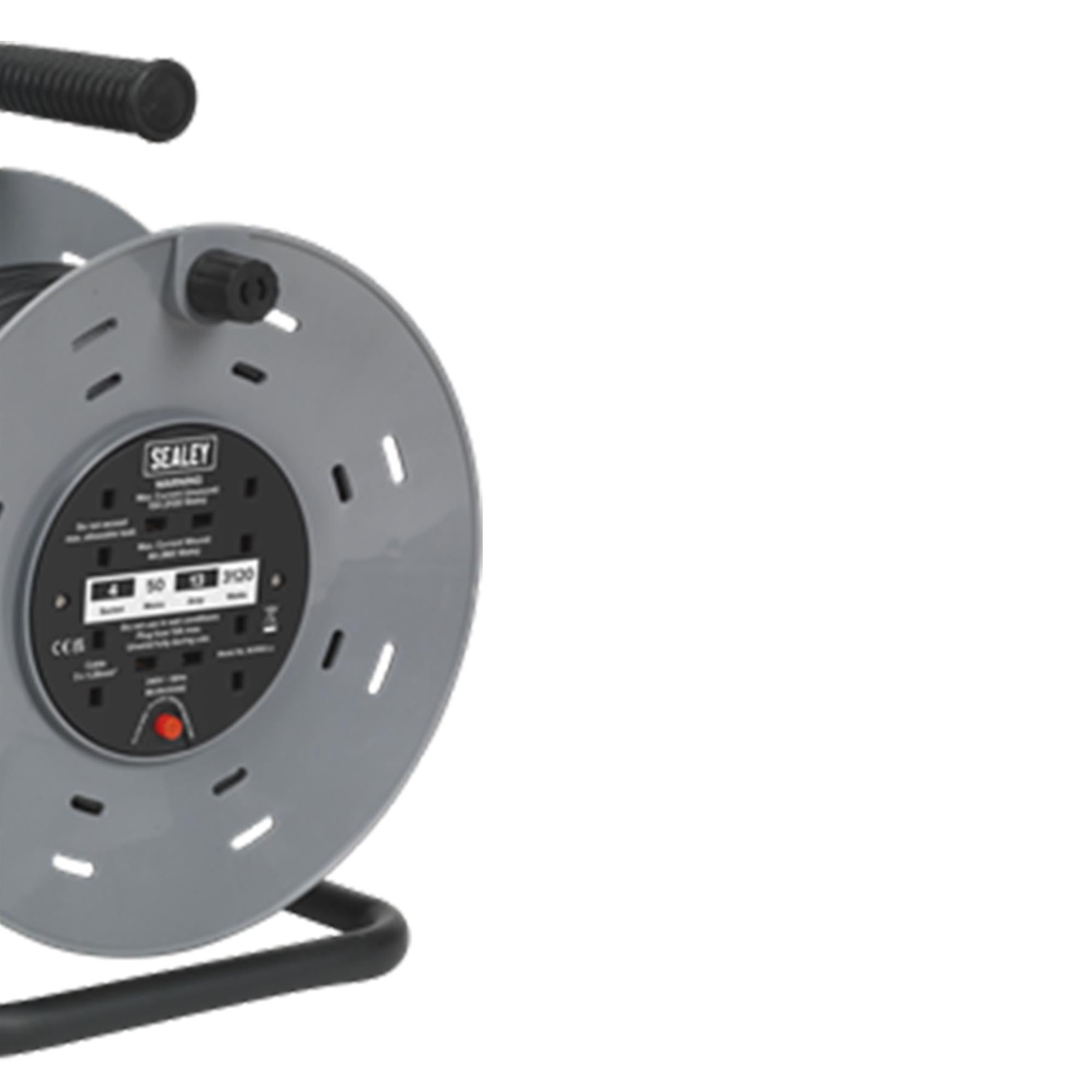 Sealey Cable Reel 50m 4 x 230V 1.25mm Thermal Trip