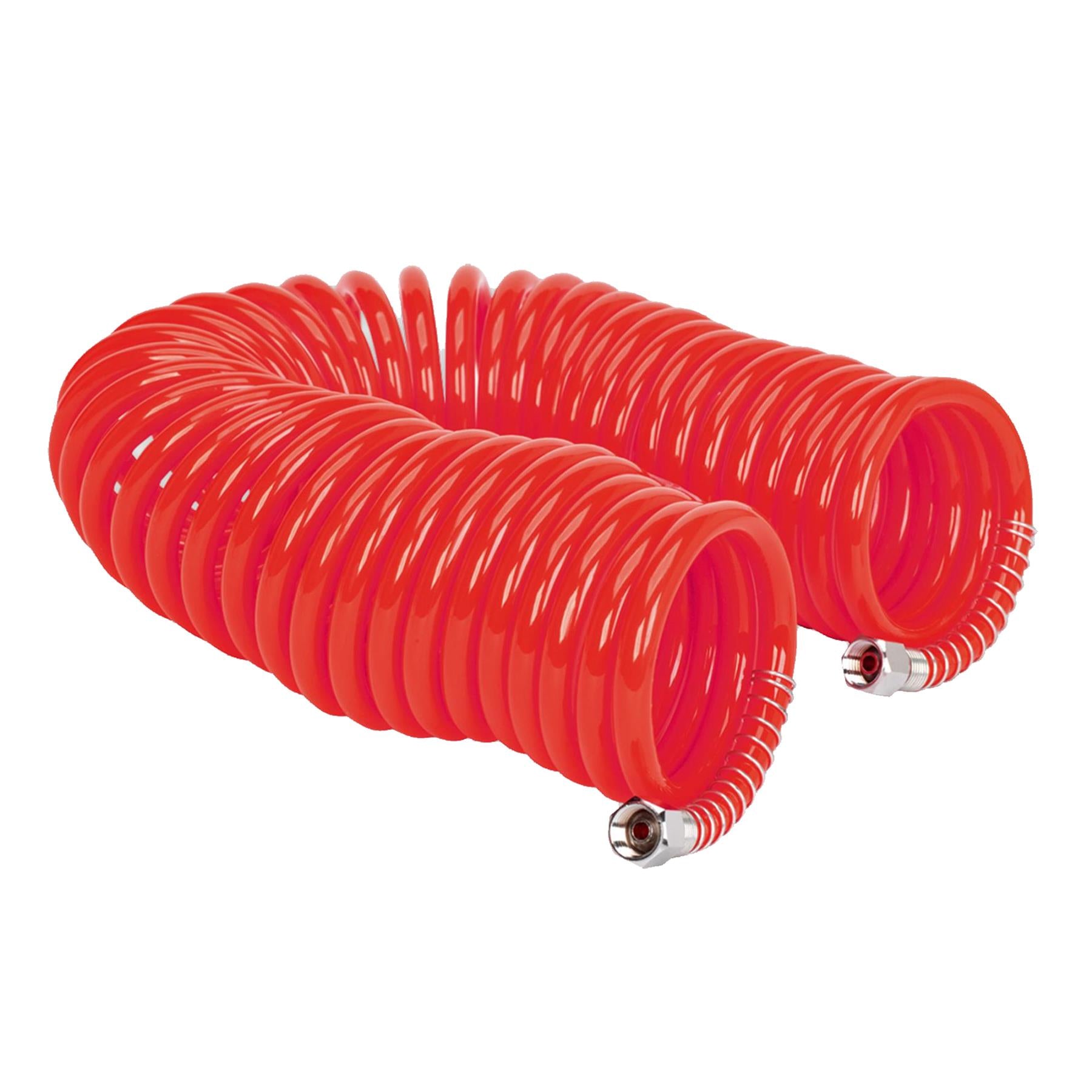 Sealey PU 10m x Ø6mm Coiled Air Hose Polyurethane Recoil with 1/4"BSP Unions