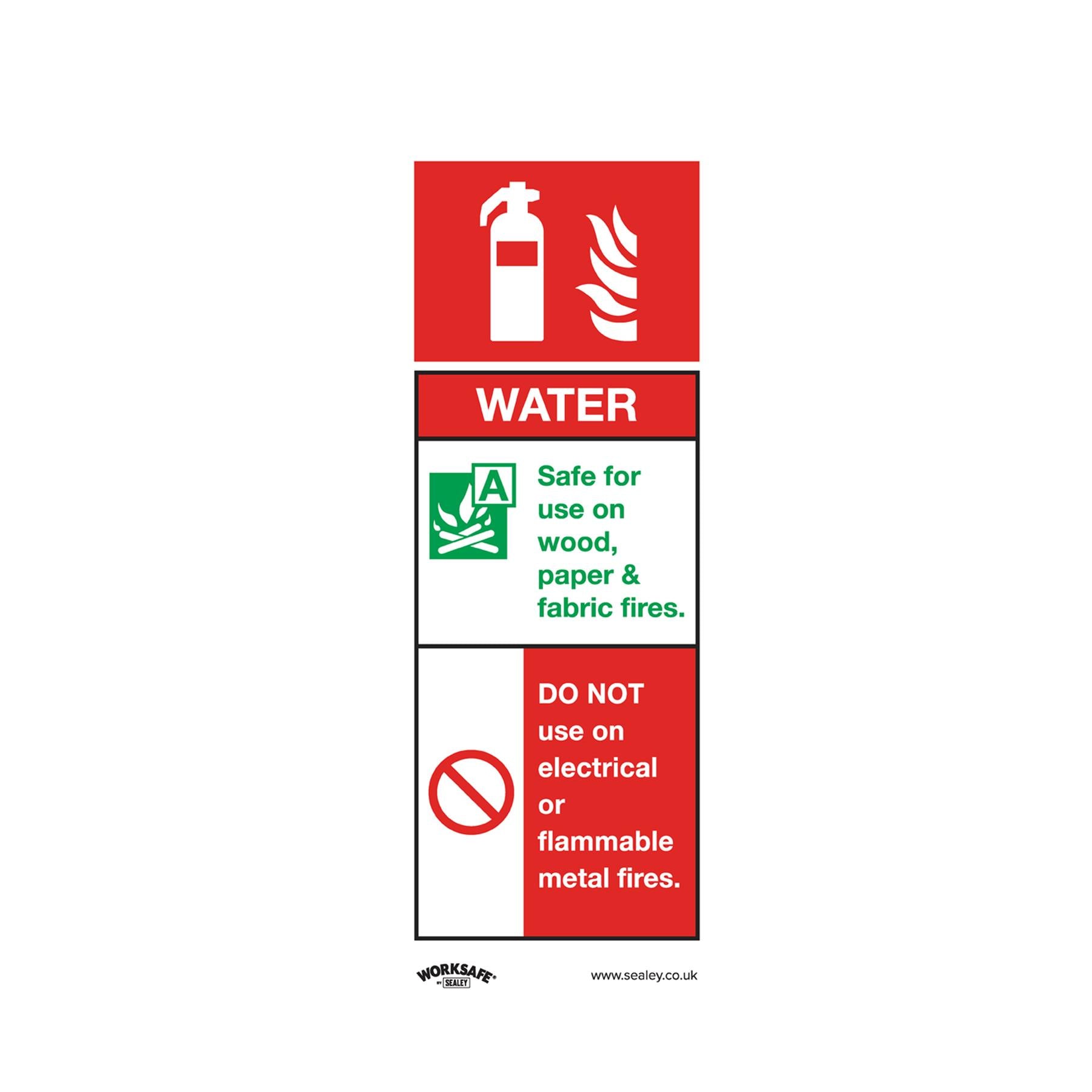 Sealey Safety Sign - Water Fire Ext. - Rigid Plastic - Pack of 10