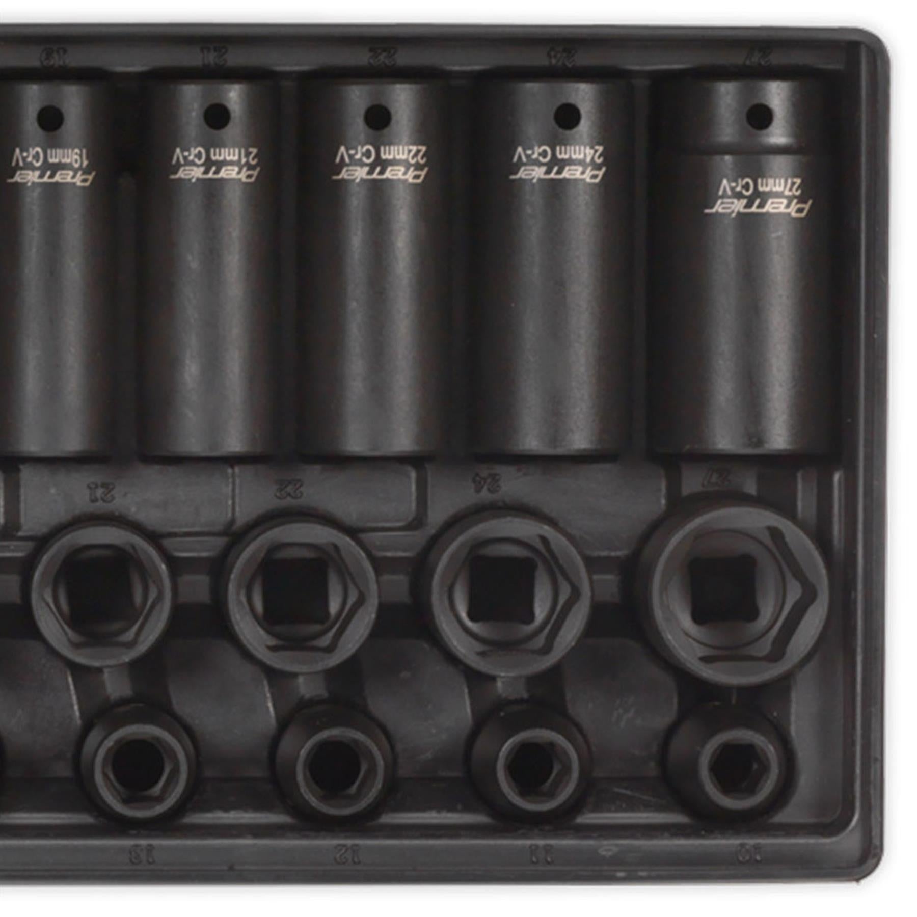Sealey Tools Tool Tray DEEP & STANDARD Impact Socket Set 28pce 1/2 Drive Metric