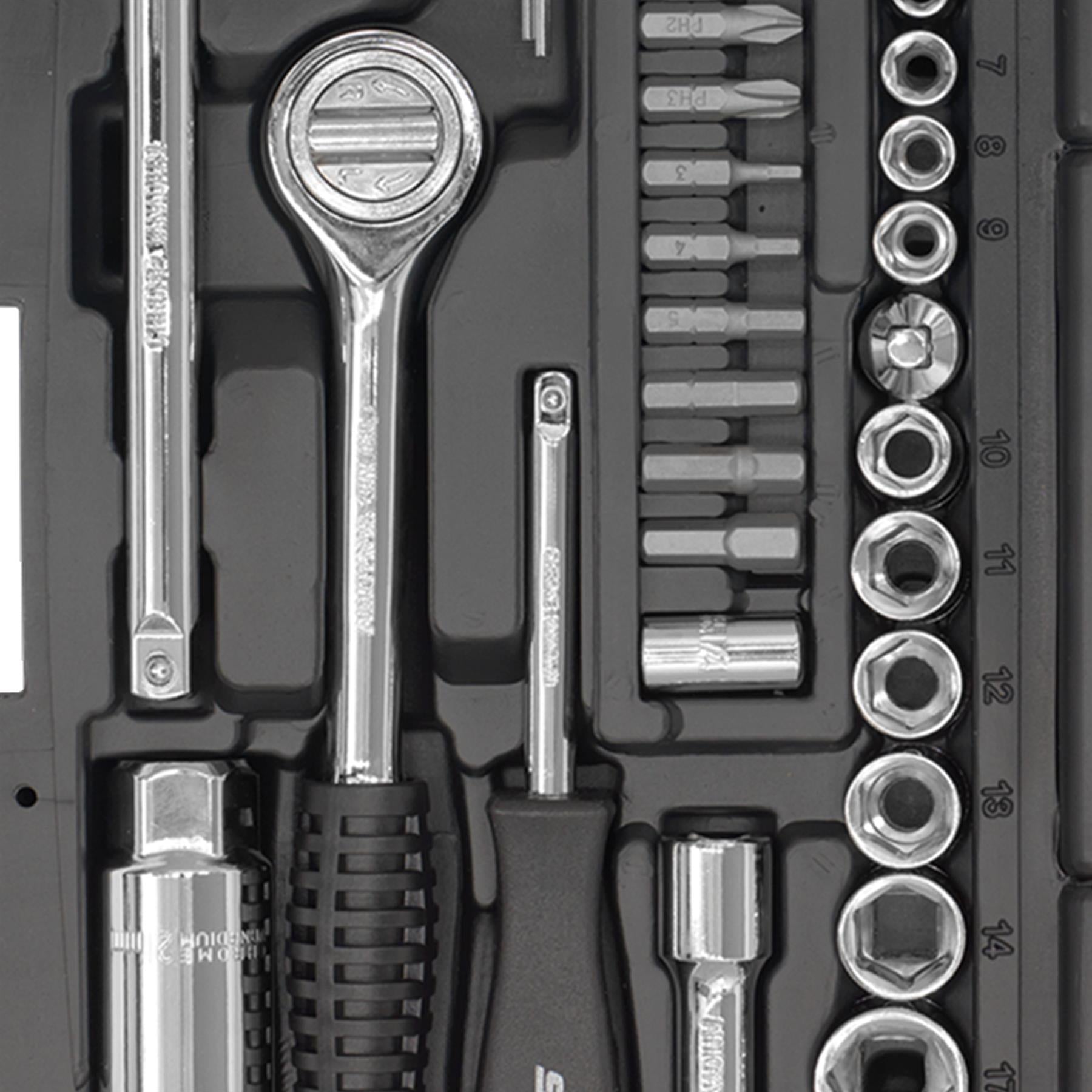 Sealey Socket Set 37pc 1/4" & 3/8"Sq Drive 6pt Metric