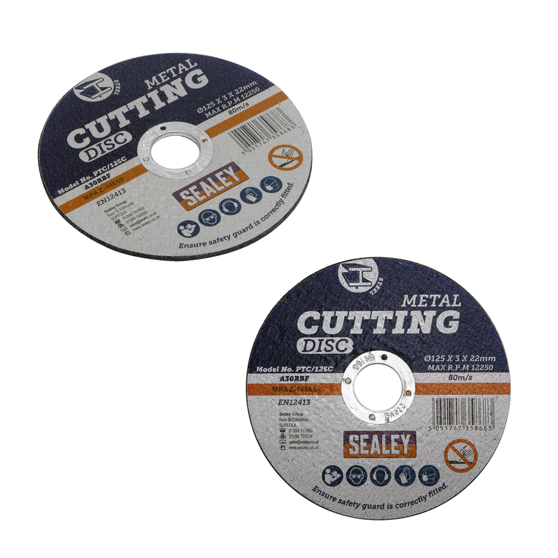 Cutting Disc 125 x 3mm 22mm Bore. General-purpose flat cutting discs. Sealey
