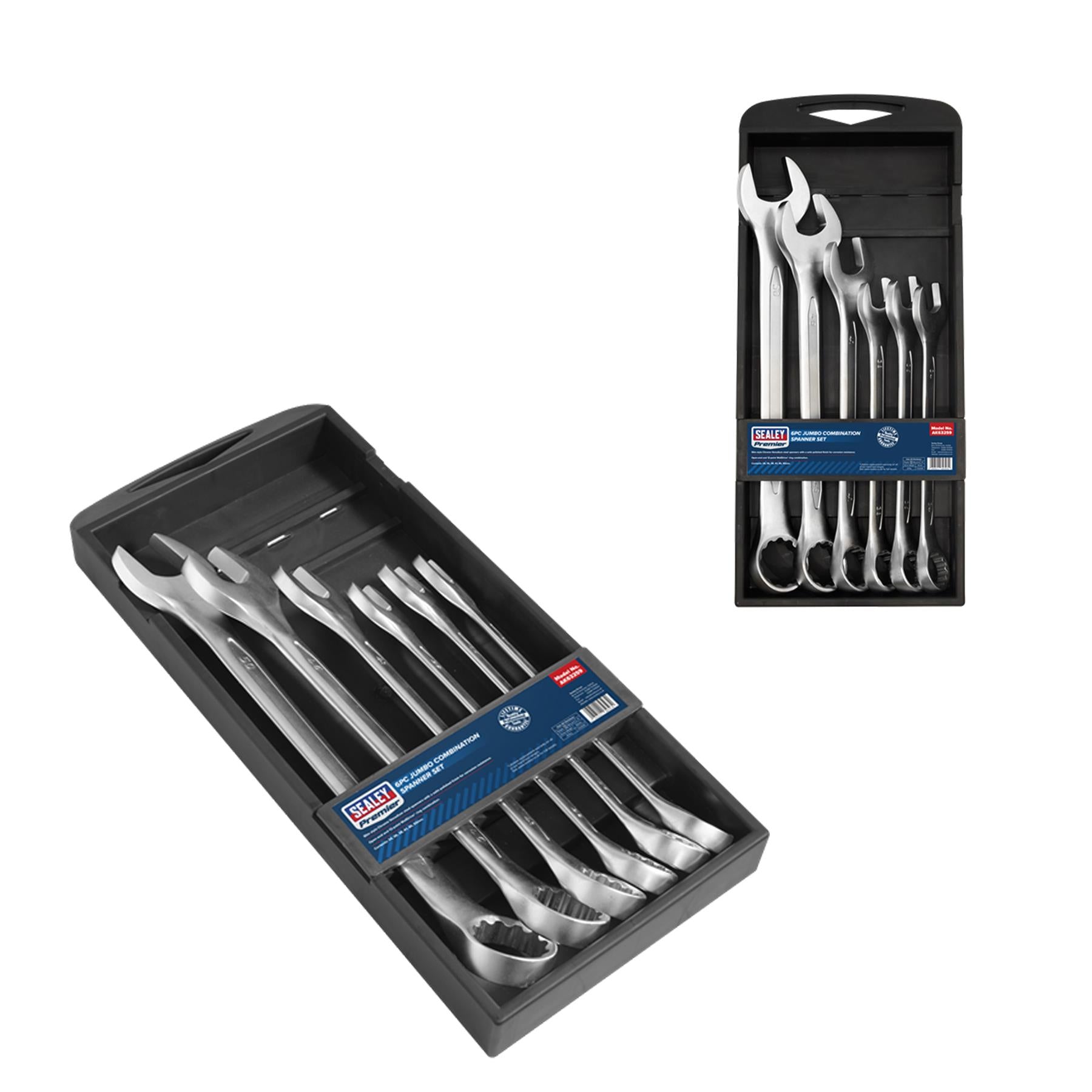 Sealey Combination Spanner Set 6pc Jumbo Metric Chrome Vanadium Steel