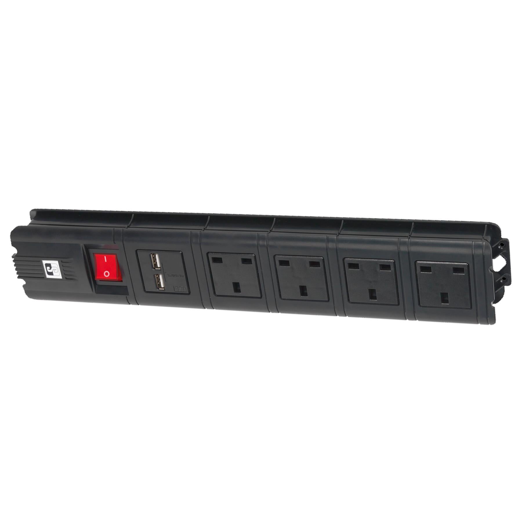 Sealey Extension Cable 2.6m 4 x 230V + 2 x USB Sockets - Black
