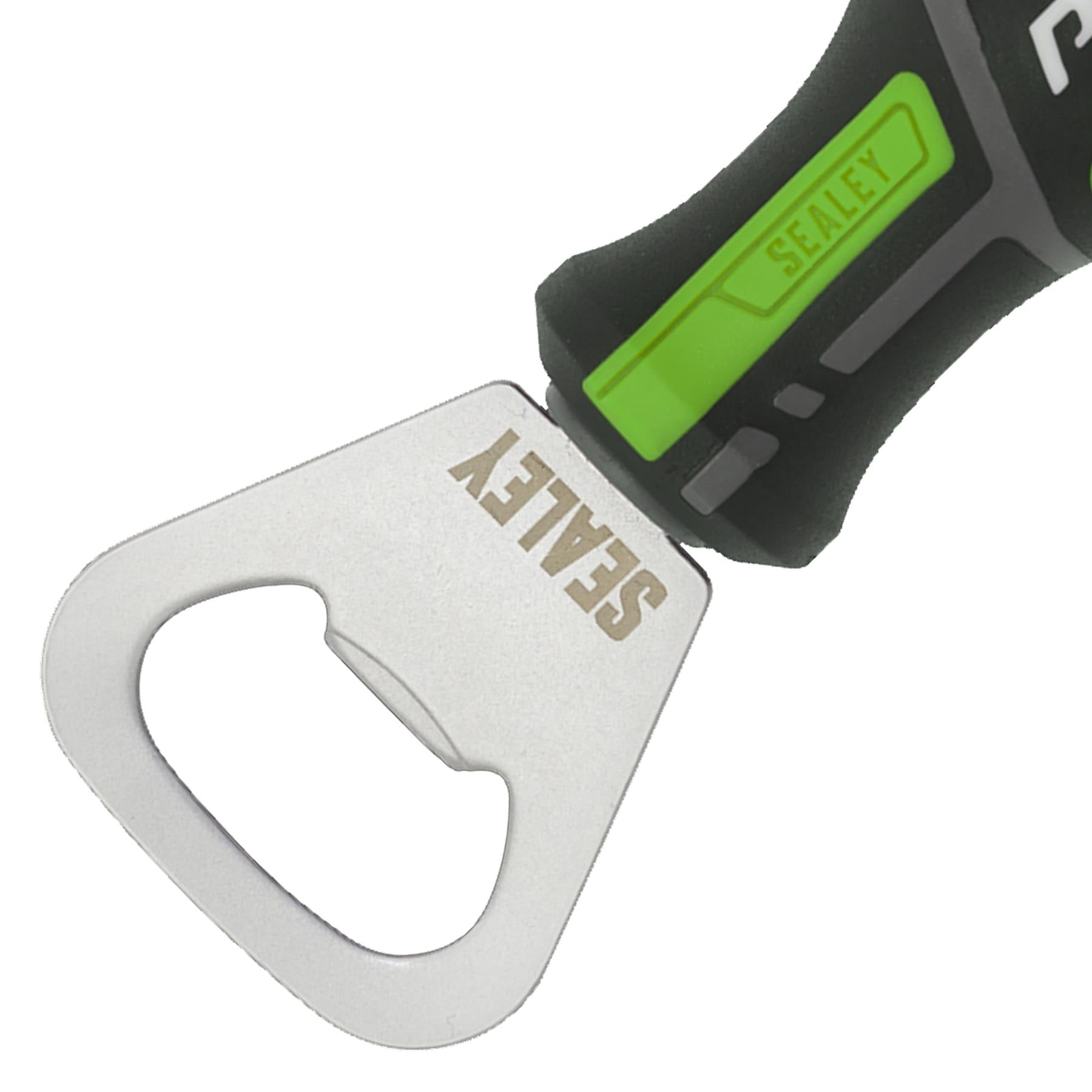 Sealey Bottle Opener Whine Beer Drinks Opener Soft Grip Handle Green GripMAX