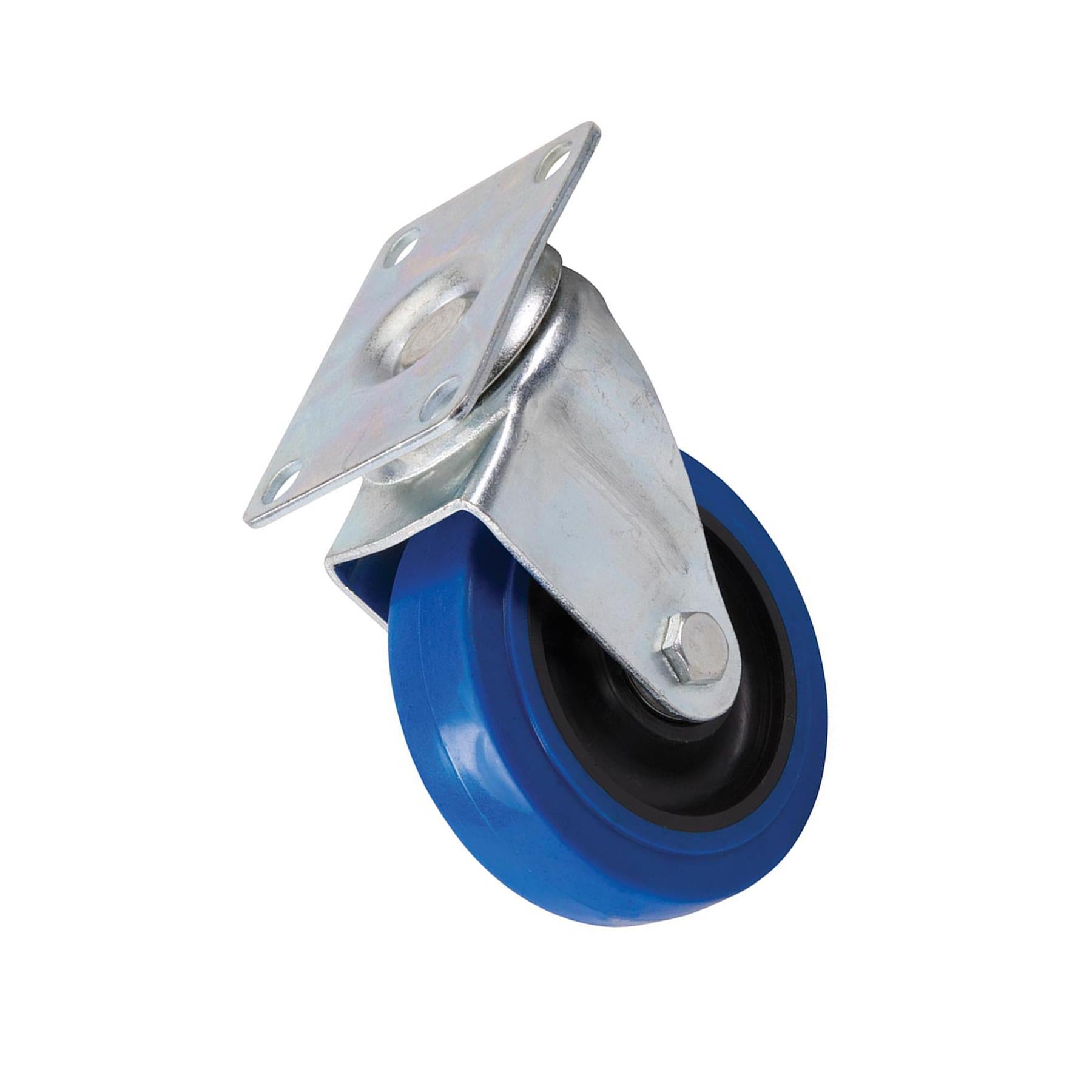 100mm Elastic Rubber SWIVEL & BRAKE Castor Wheel -140KG Limit- Non-Marking Tyre